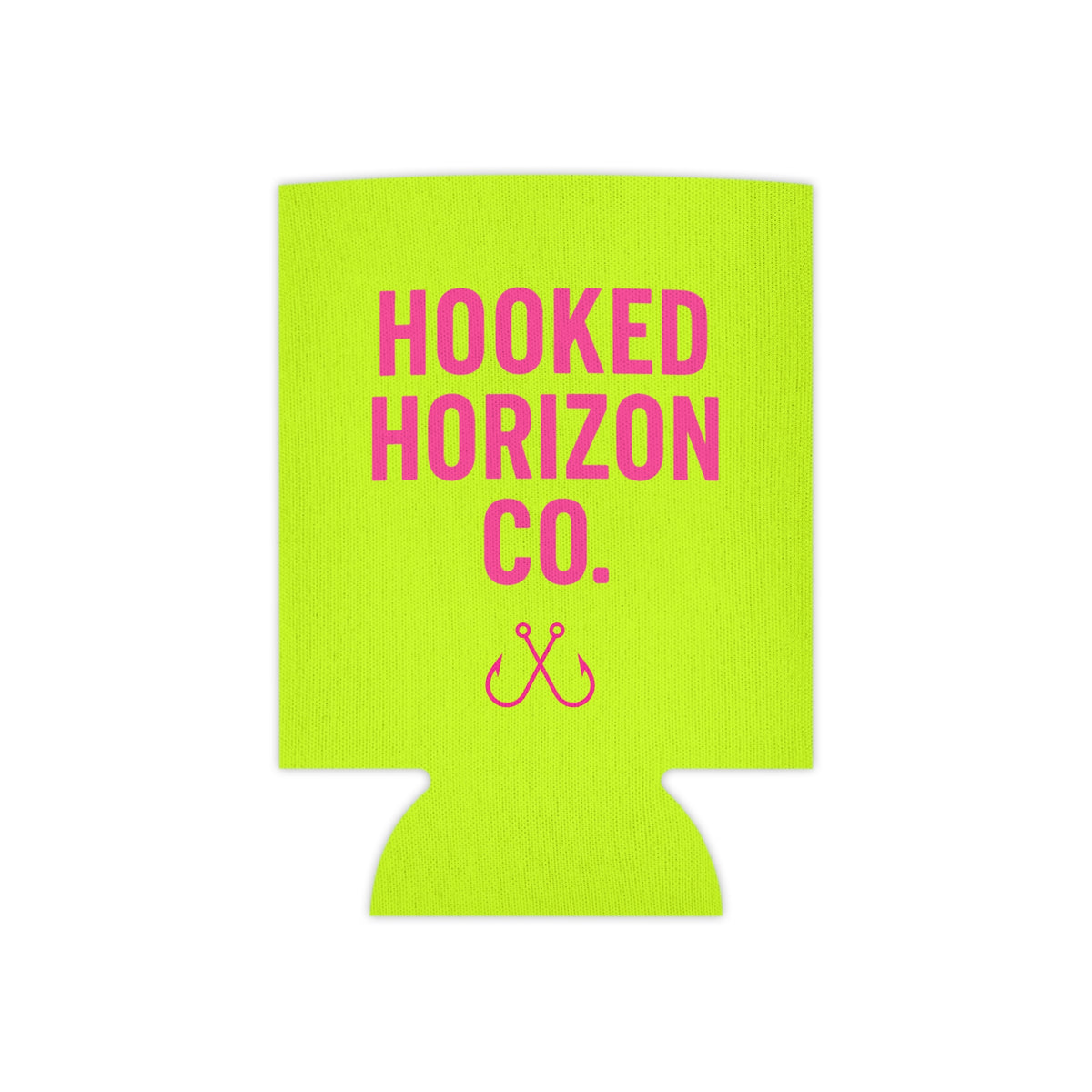 Neon Yellow & Pink Coozie — Hooked Horizon Co. Fishing Wave Koozie
