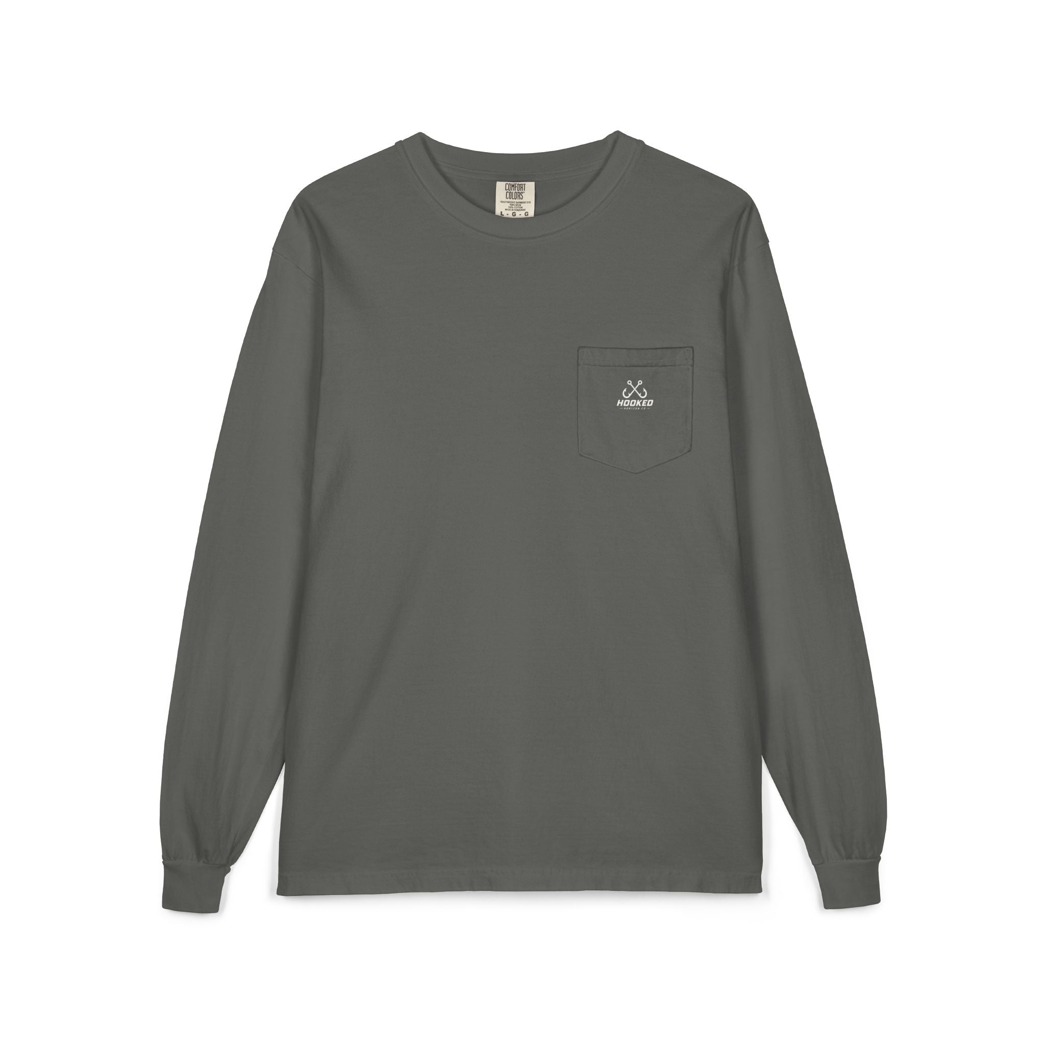 USA Manta Ray Hooked Horizon Co.  Classic Logo Unisex Long Sleeve Pocket T-Shirt
