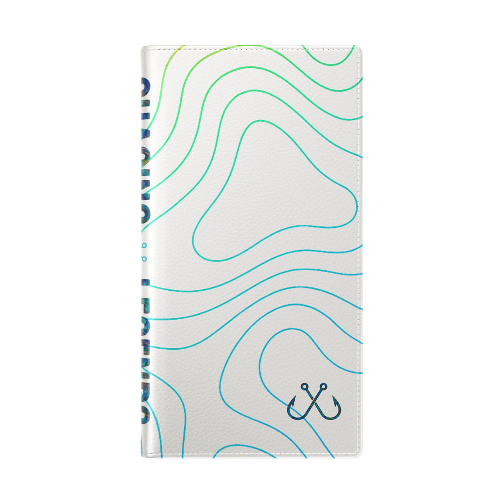 Ocean Topography Waves Flip Phone Case — Turquoise Water Pattern Wallet Cover