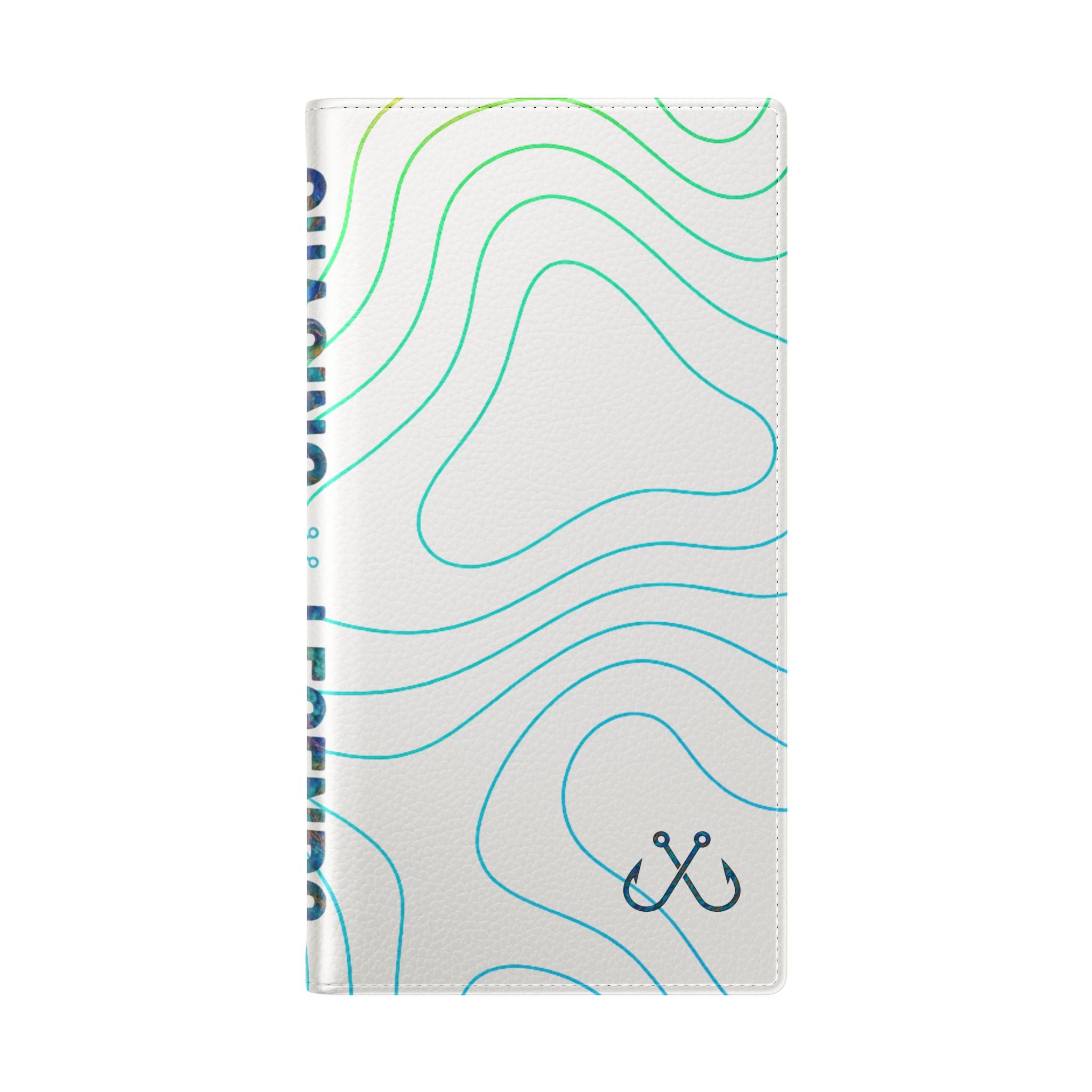 Ocean Topography Waves Flip Phone Case — Turquoise Water Pattern Wallet Cover