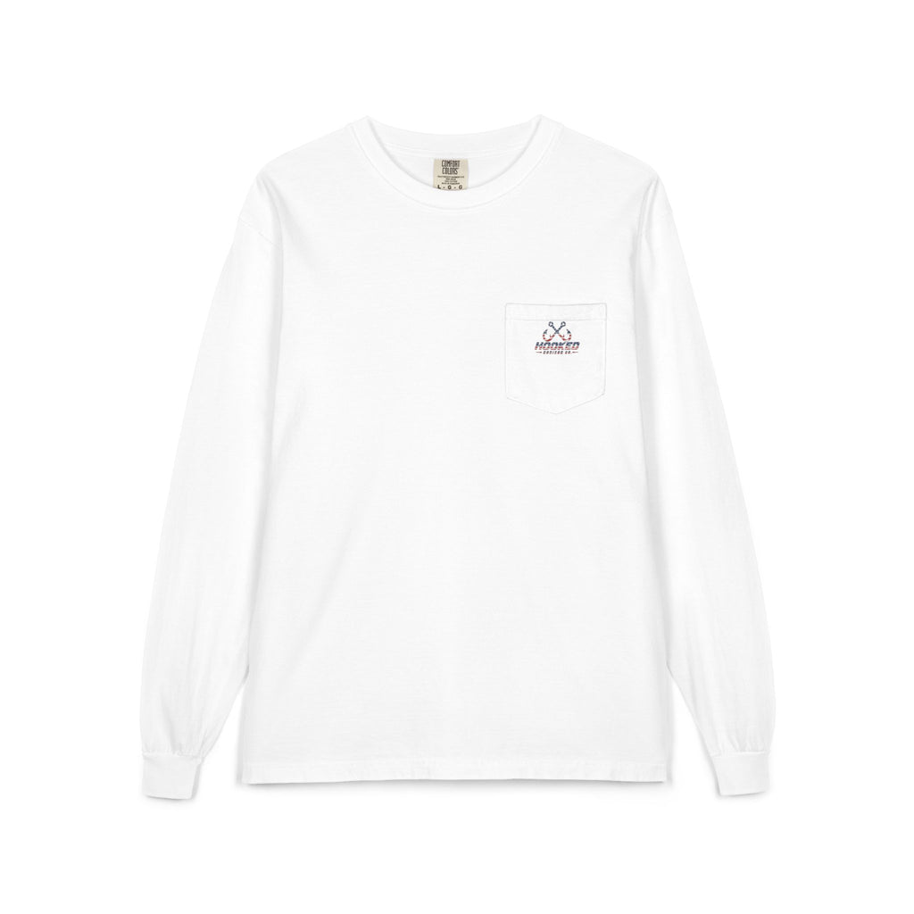 USA Shark Hooked Horizon Co.  Classic Logo Unisex Long Sleeve Pocket T-Shirt