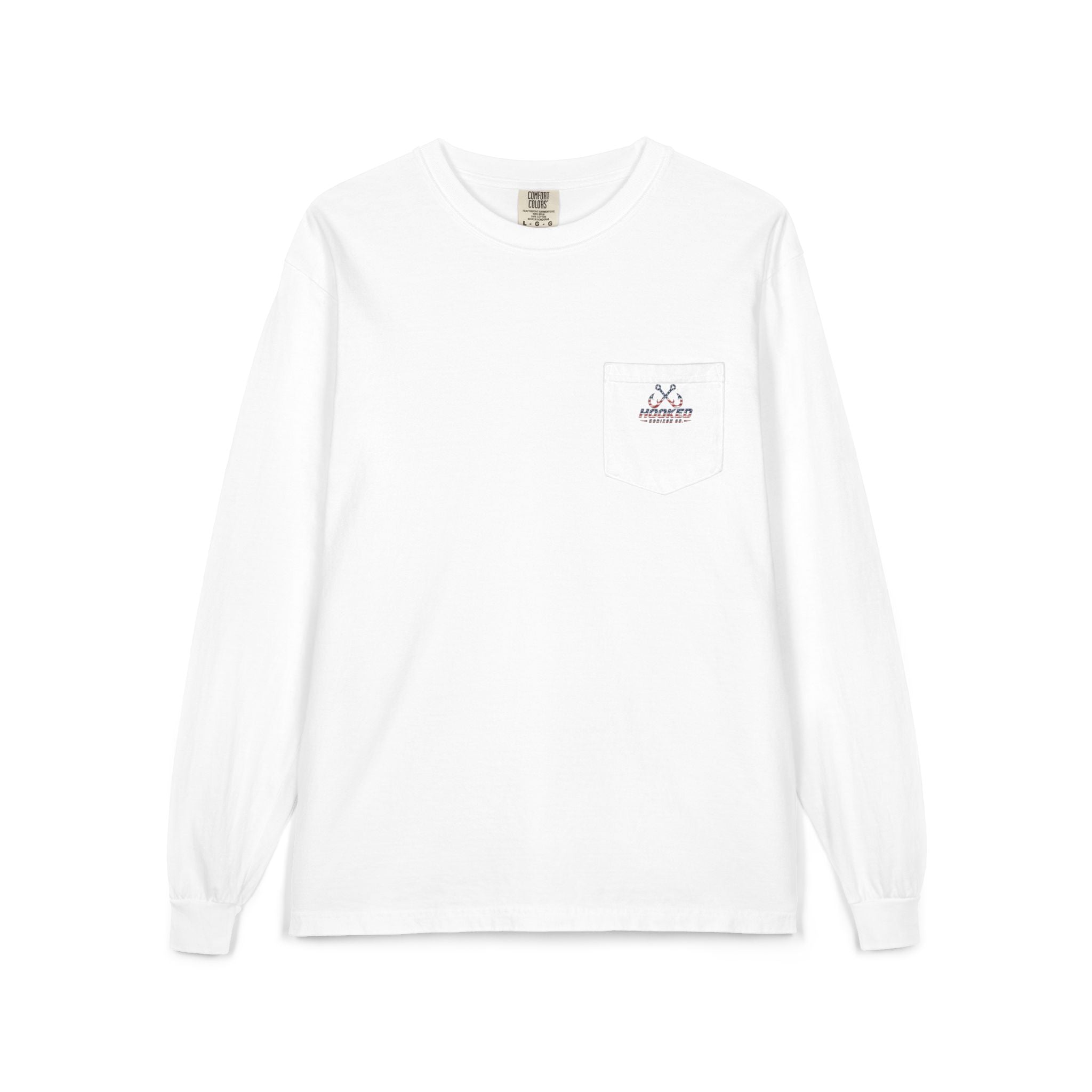 USA Shark Hooked Horizon Co.  Classic Logo Unisex Long Sleeve Pocket T-Shirt