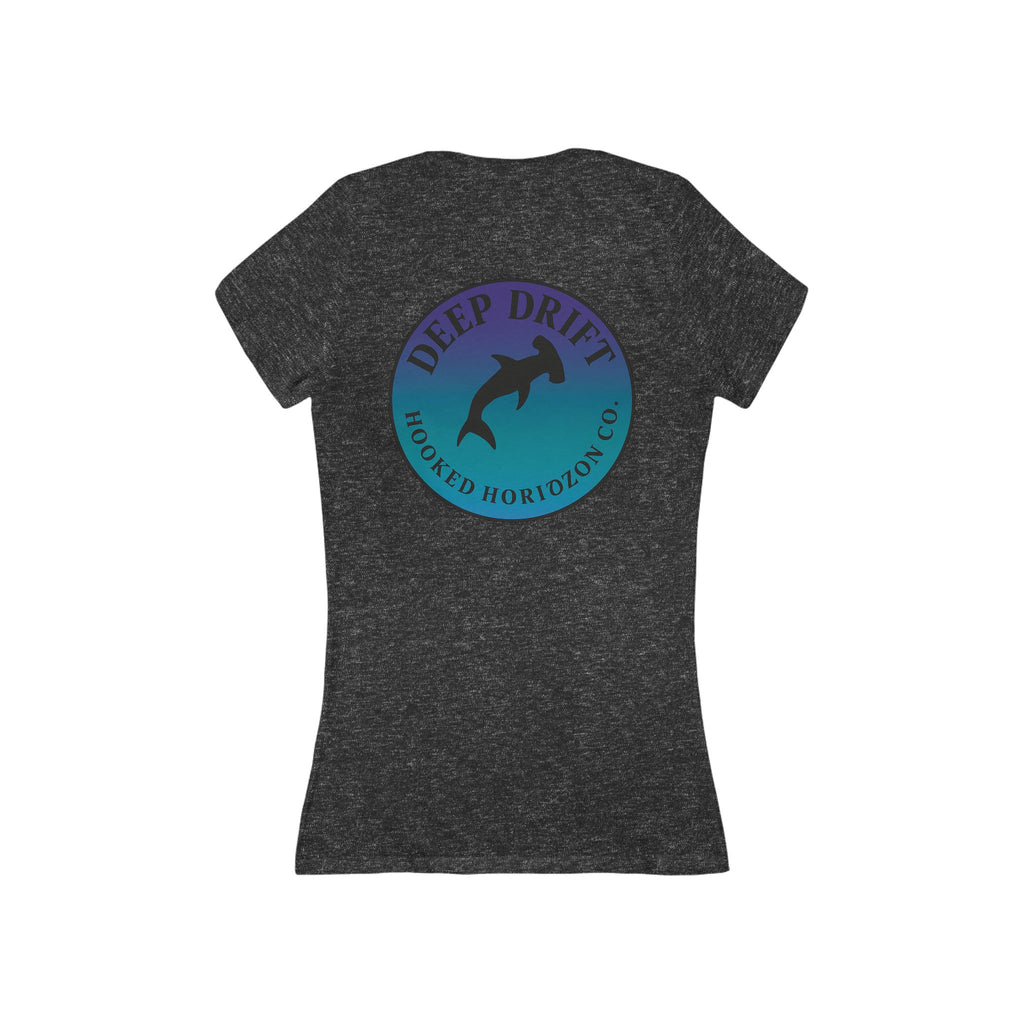 Purple & Blue Hammer Head Shark Deep Drift Women's V-Neck Tee - Casual Style, Gift for Beach Lovers, Summer Wear, Travel Outfit, Comfortable Tee
