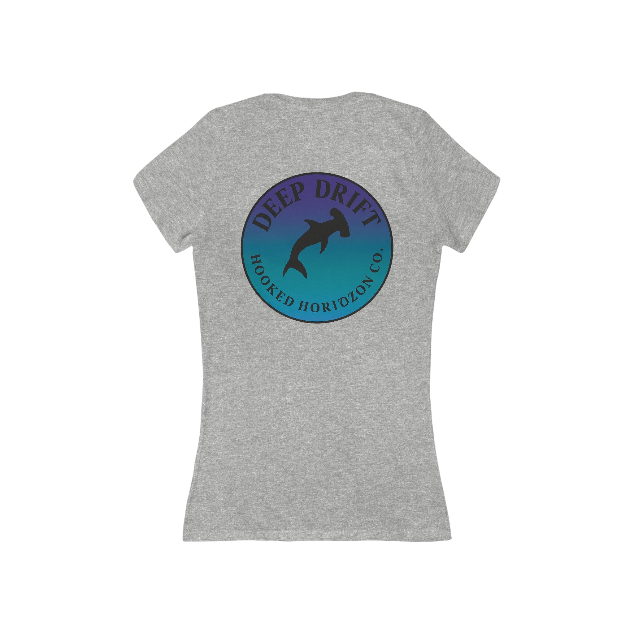 Purple & Blue Hammer Head Shark Deep Drift Women's V-Neck Tee - Casual Style, Gift for Beach Lovers, Summer Wear, Travel Outfit, Comfortable Tee