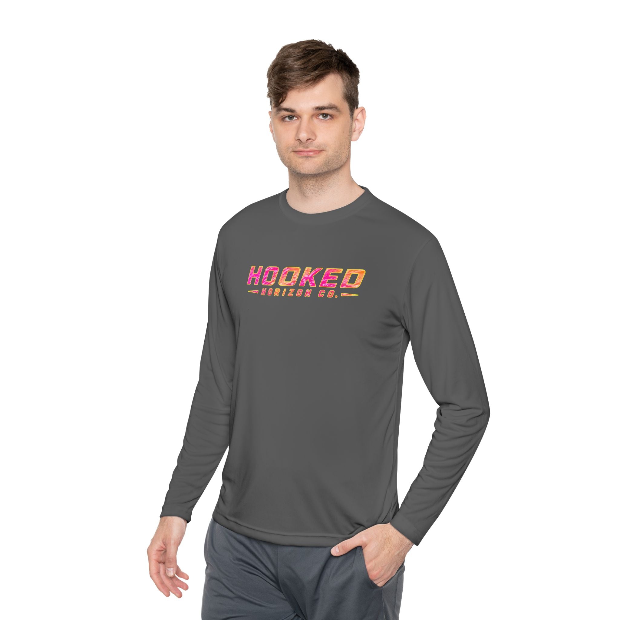 Moisture Wicking Classic Logo Tee In Pink—Horizon Co. Anchors Long Sleeve Tee — Lightweight Fishing Shirt