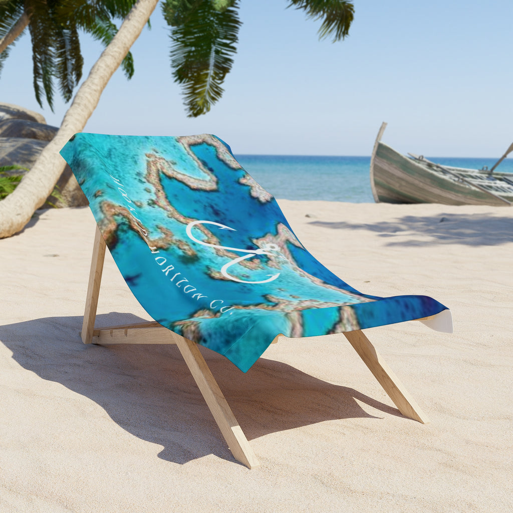 Blue Reef Hooked Horizon Co. Ocean Coral Coastal Vibes Beach Towel - Perfect for Summer, Pool Days, Camping, Beach Parties, Vacation Fun