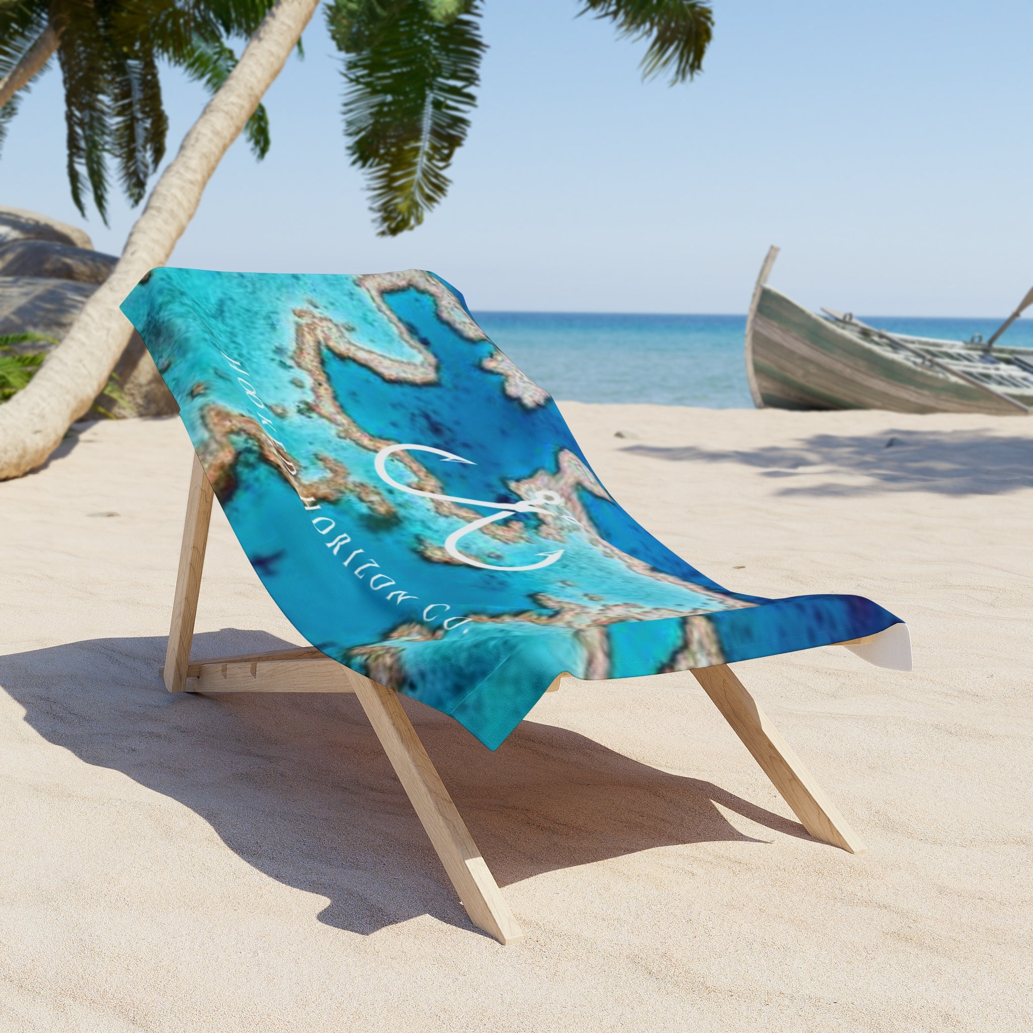 Blue Reef Hooked Horizon Co. Ocean Coral Coastal Vibes Beach Towel - Perfect for Summer, Pool Days, Camping, Beach Parties, Vacation Fun