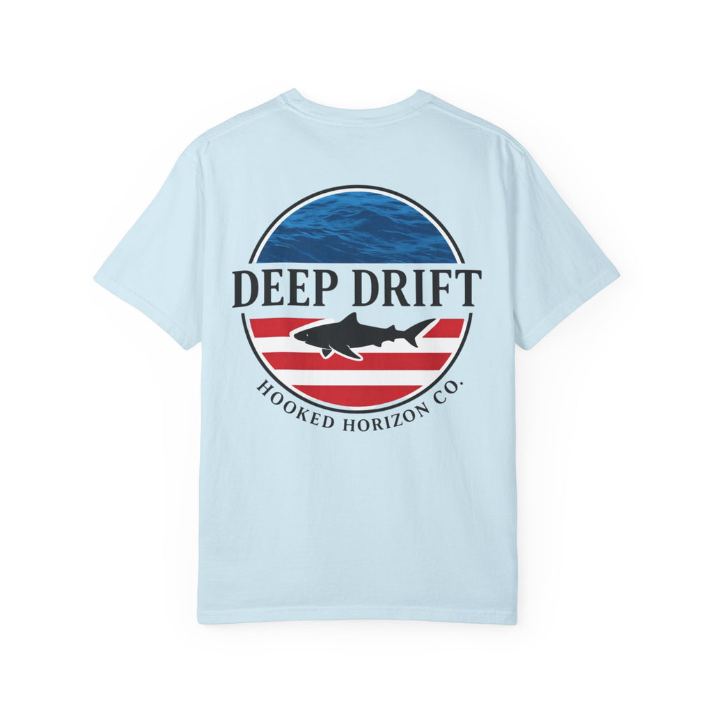 USA Deep Drift Fishing T-Shirt - RED, WHITE & BLUE Fishing Tee for Angler Lovers, Shark Lovers, Ocean Tee