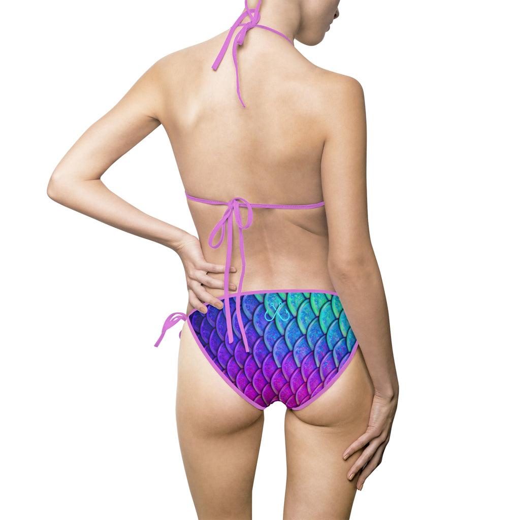 Parrot Fish Scale Inspired Bikini –  Hooked Horizon Co. Swimsuit, Summer Beachwear, Swimwear for Vacations, Pool Parties, Tropical Getaways, Custom Strap Colors – Multiple Variations