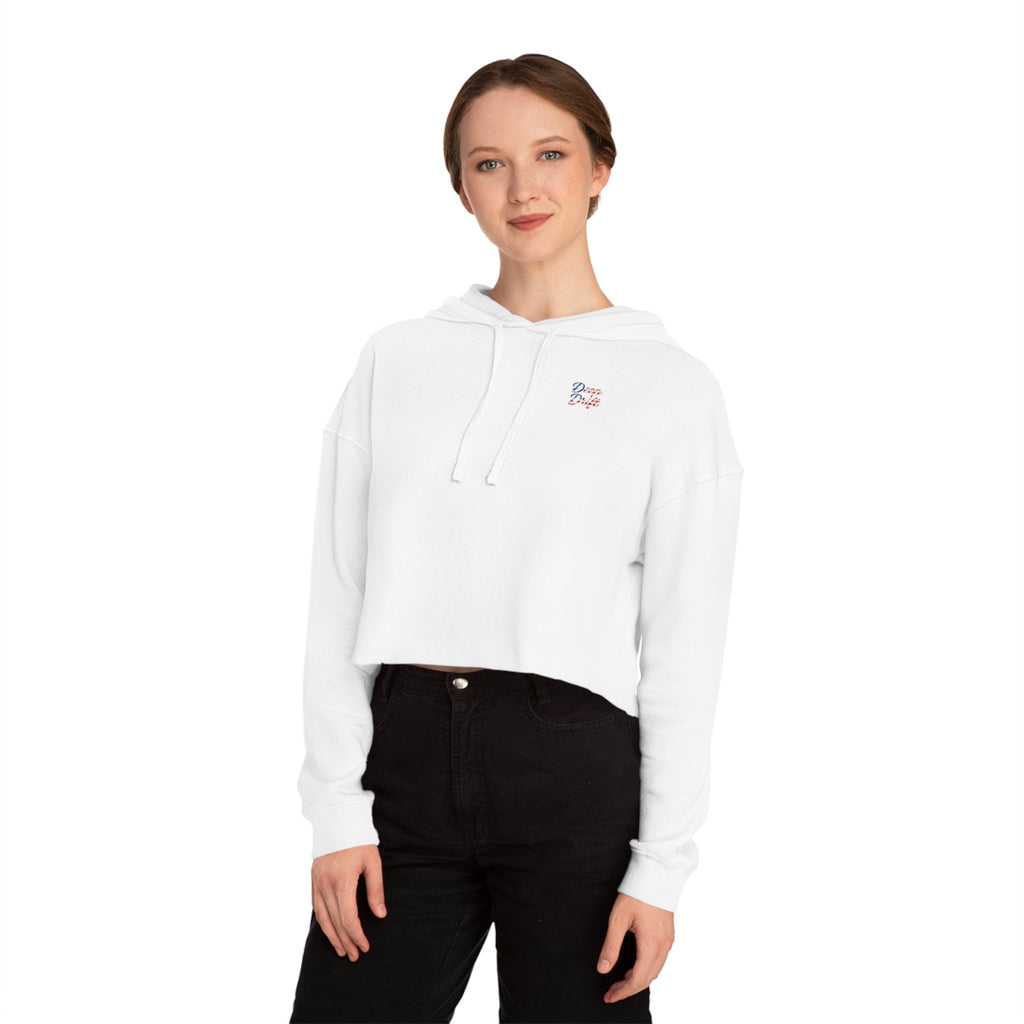 USA Cropped Hoodie - "Deep Drift" Fishing Logo Cropped Hooded Sweatshirt