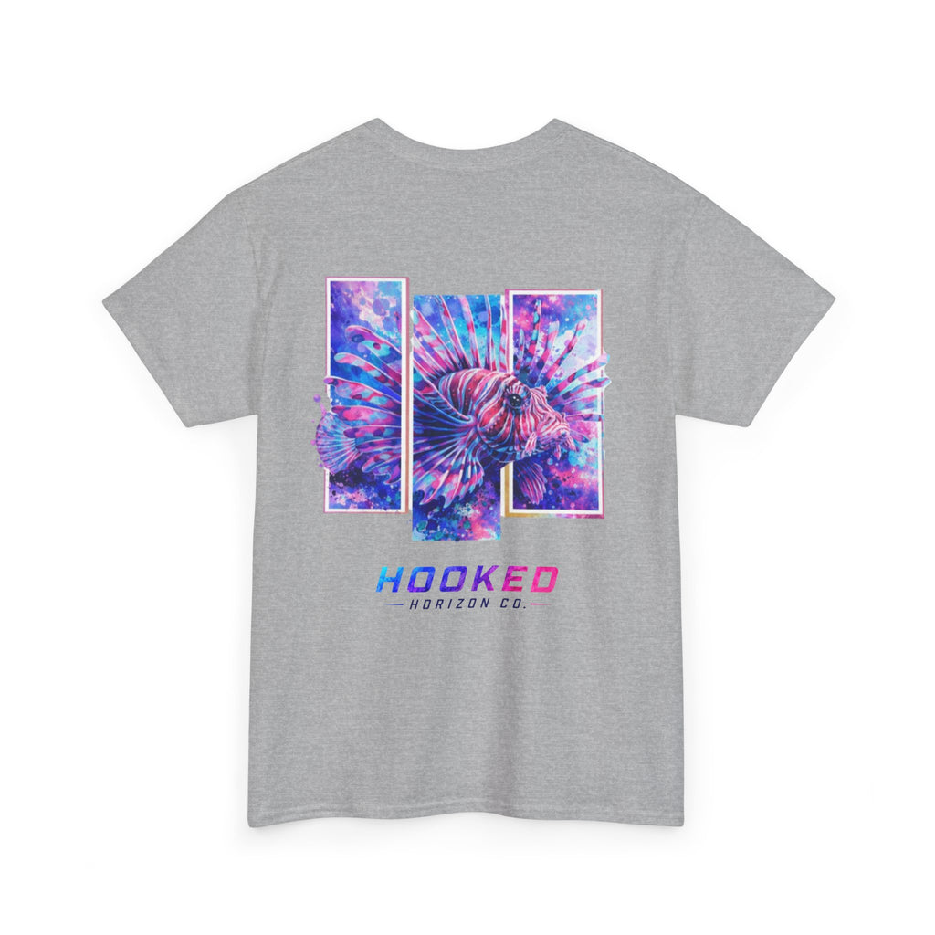 Lion Fish Hooked Horizon Co Tee—Ocean Graphic Tee — "Beloved" Ray Design