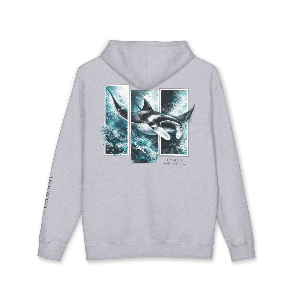 Manta Ray Hoodie Hooked Horizon Co. — Fishing Back Graphic Hoodie, Multiple Color Variations