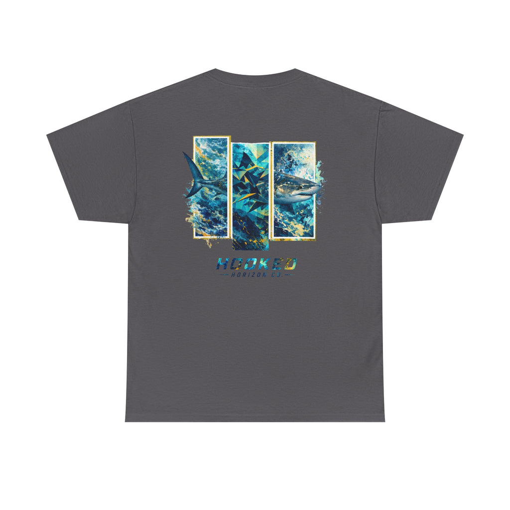Bull Shark Hooked Horizon Co Tee—Ocean Graphic Tee — "Beloved" Ray Design