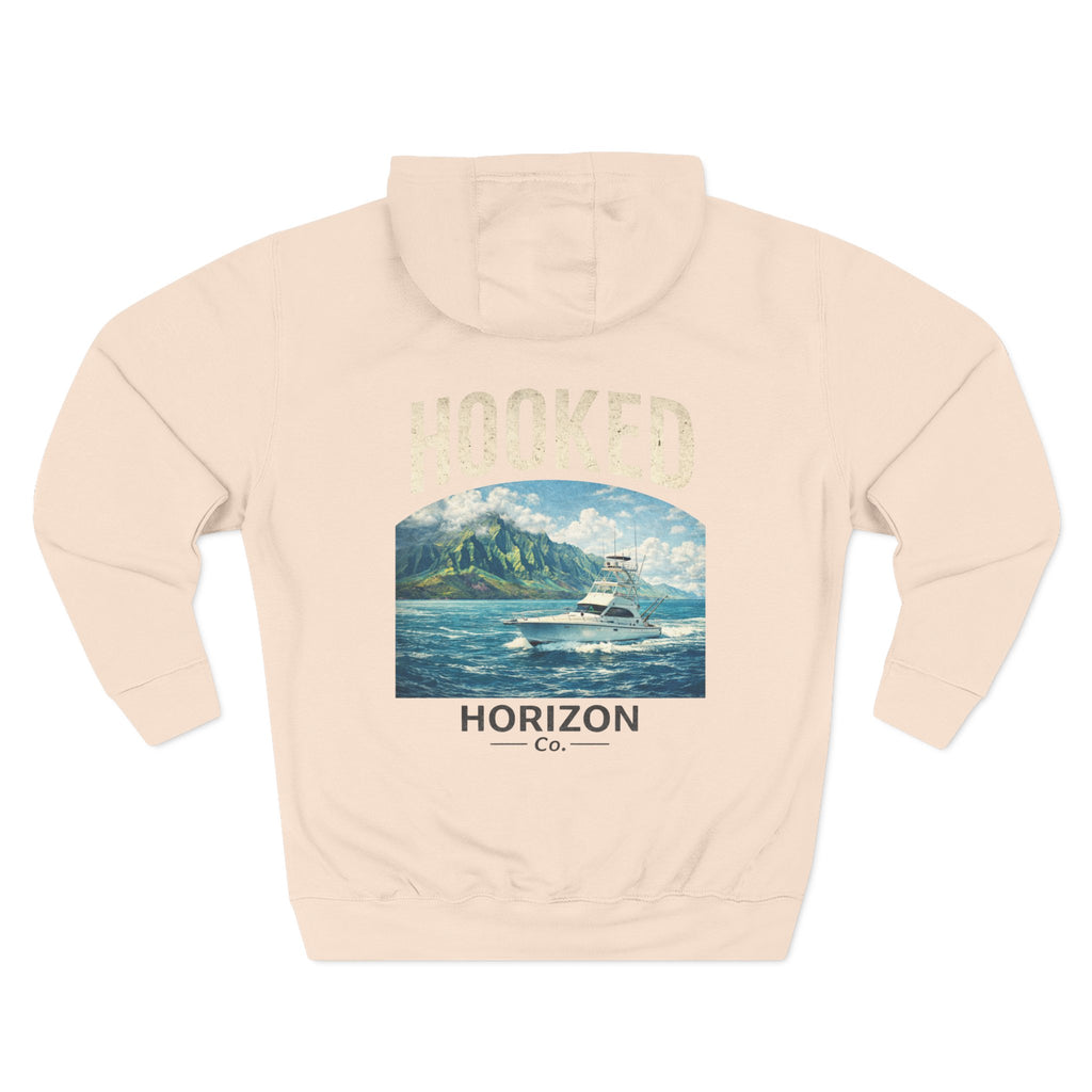 Fishing Charter T-Shirt— Hooked Horizon Hoodie — Fishing Boat Graphic Pullover