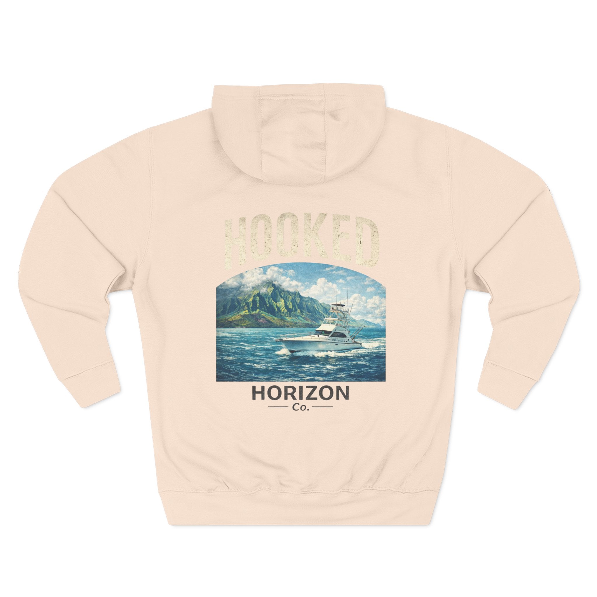 Fishing Charter T-Shirt— Hooked Horizon Hoodie — Fishing Boat Graphic Pullover