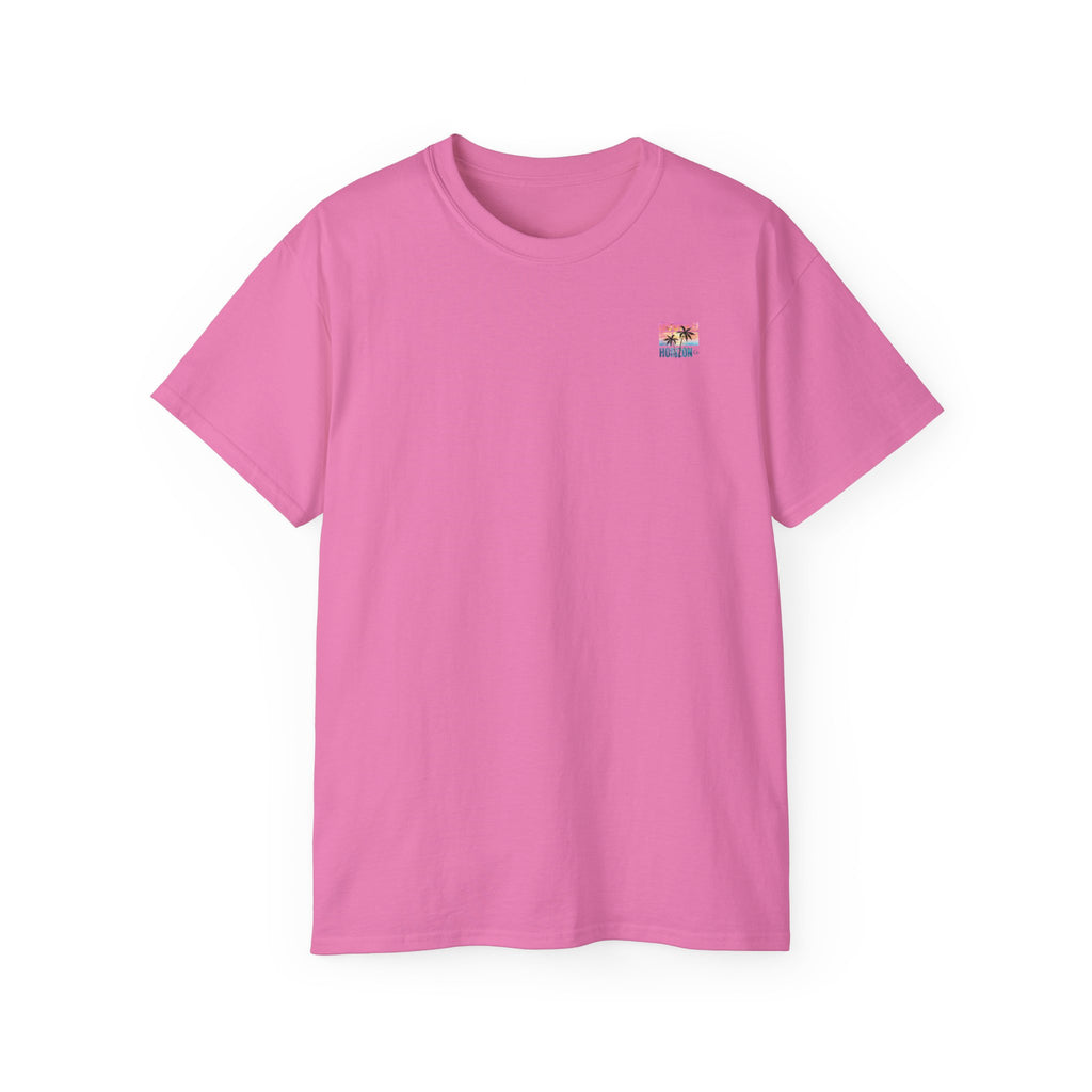 Sunset & Palm Tree T-Shirt — "Hooked" Boat & Horizon Graphic Tee, Multiple Color Variations