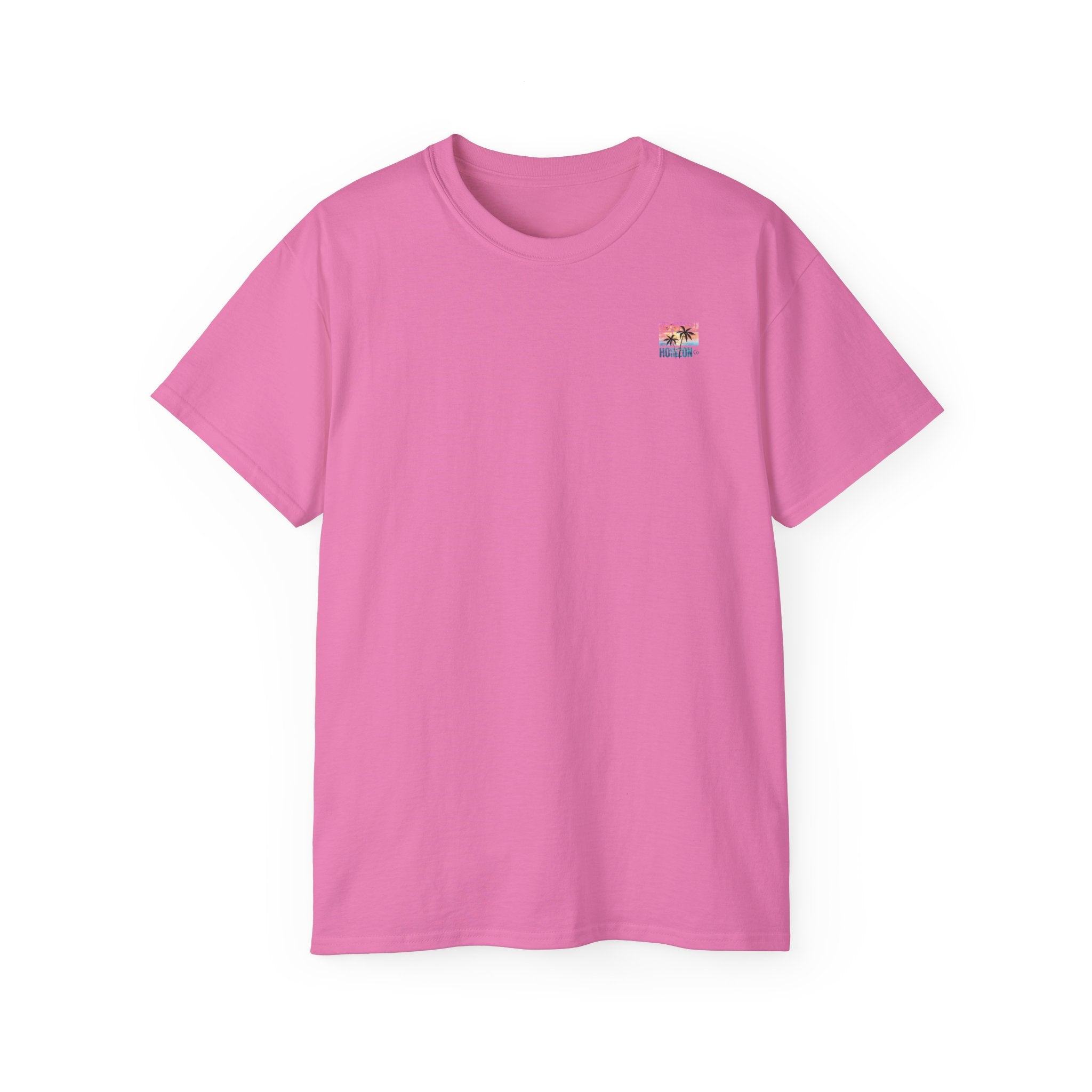 Sunset & Palm Tree T-Shirt — "Hooked" Boat & Horizon Graphic Tee, Multiple Color Variations