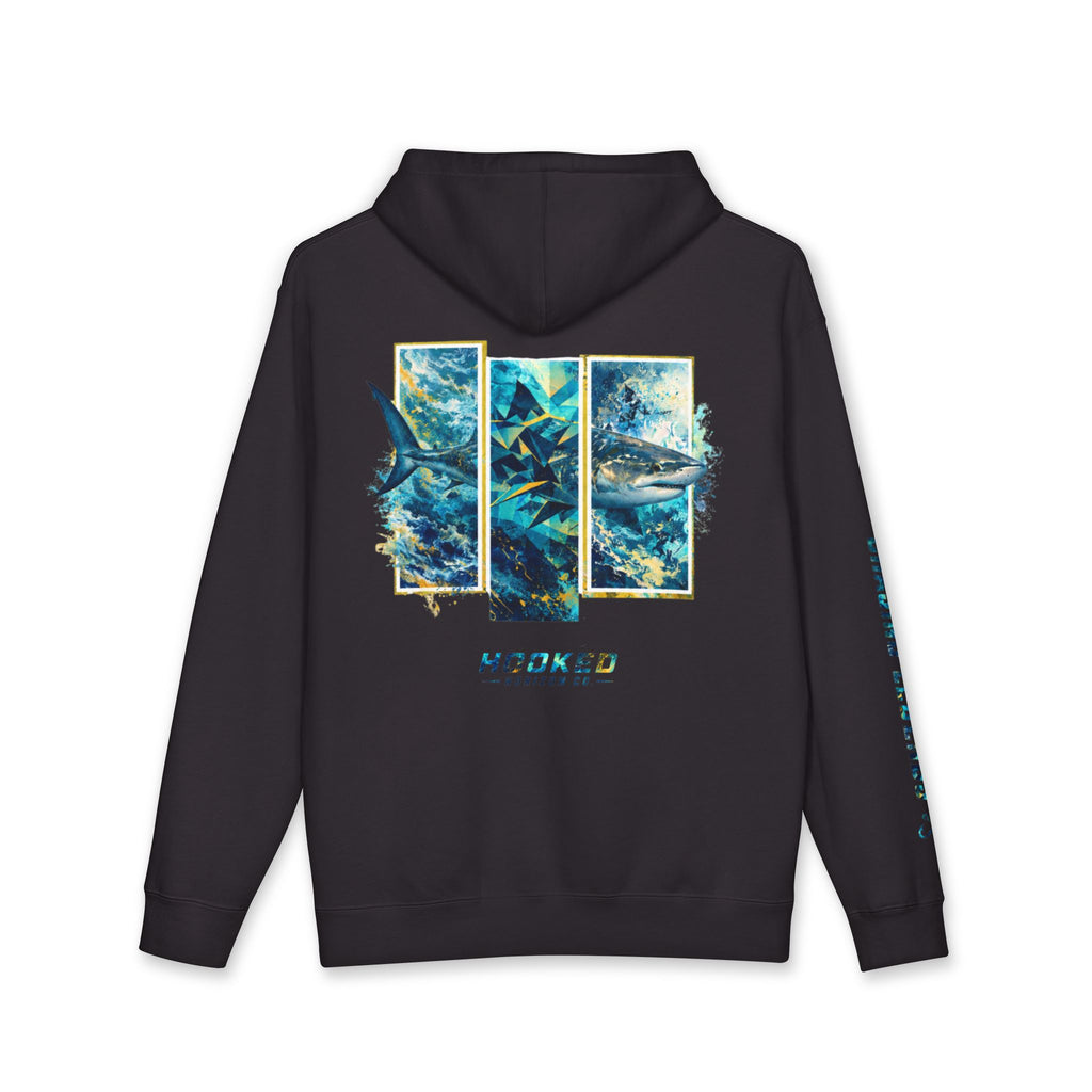 Bull Shark Hoodie Hooked Horizon Co. — Fishing Back Graphic Hoodie, Multiple Color Variations