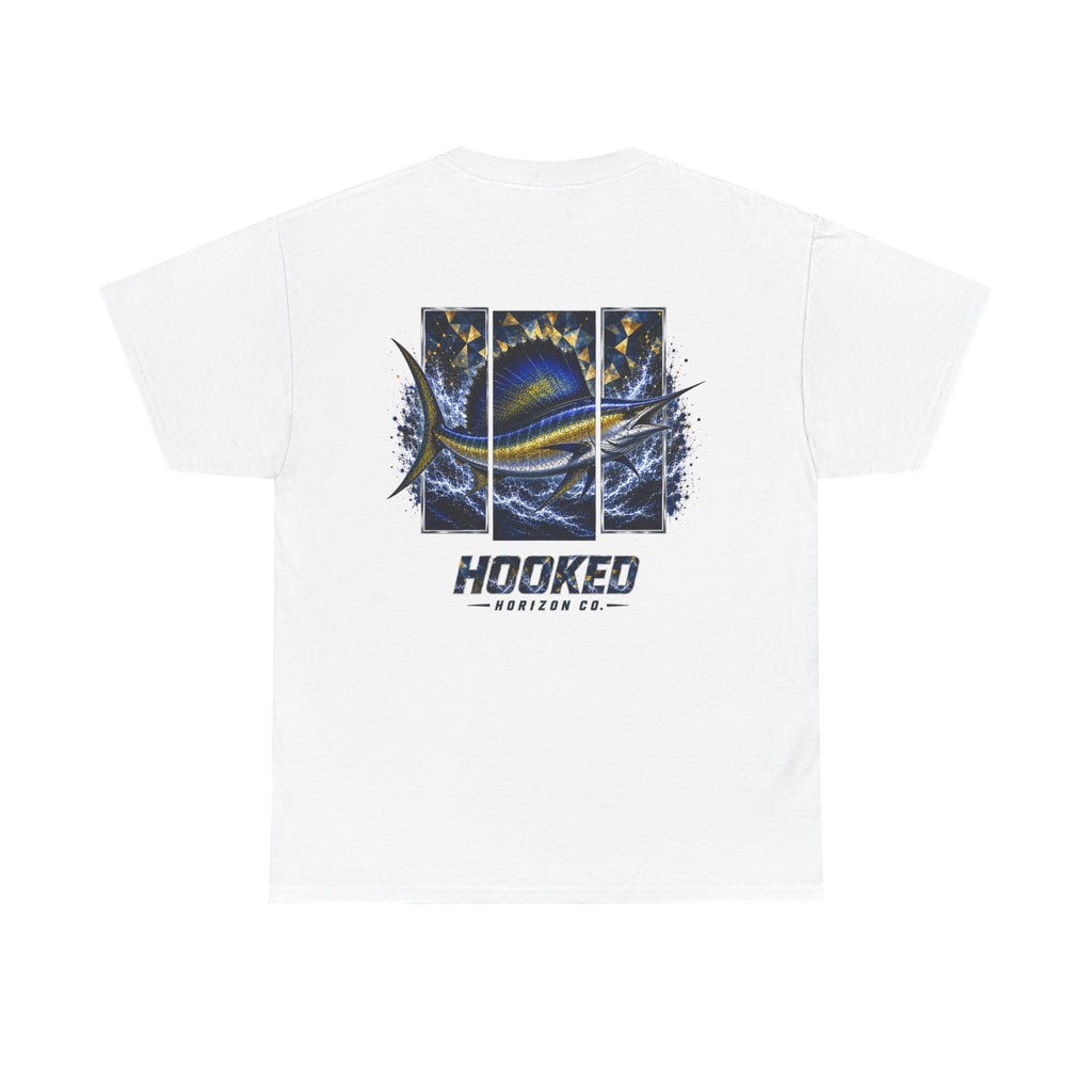 Sail Fish Hooked Horizon Co Tee—Ocean Graphic Tee — "Beloved" Ray Design
