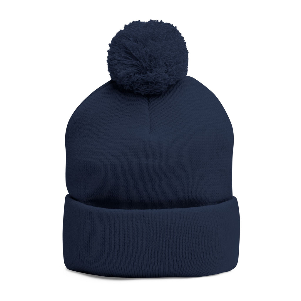 Hooked Horizon Co. Embroidered Pom-Pom Knit Cap — Cozy Grey Beanie with Multiple Color Variations