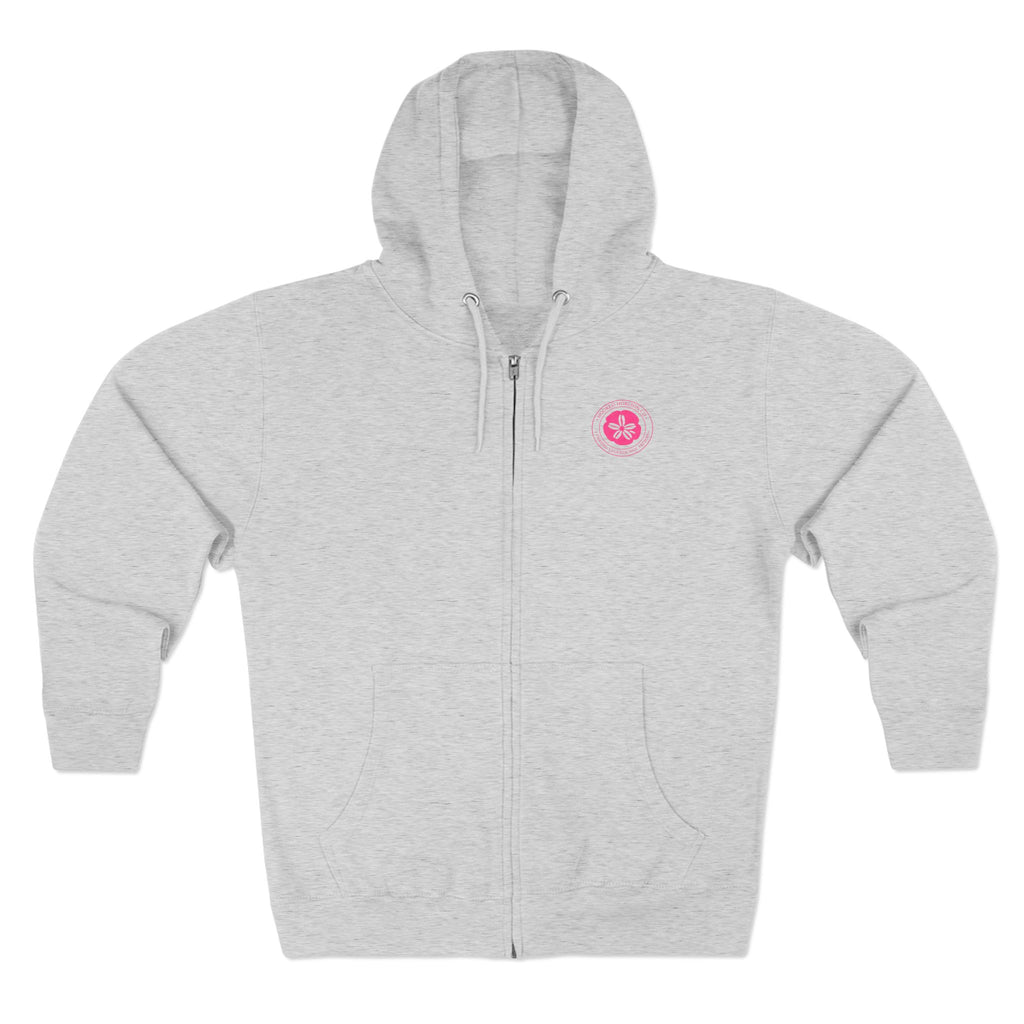 Pink Sand Dollar Tropical Flower Logo— Hooked Horizon Co. Zip-Up Hoodie