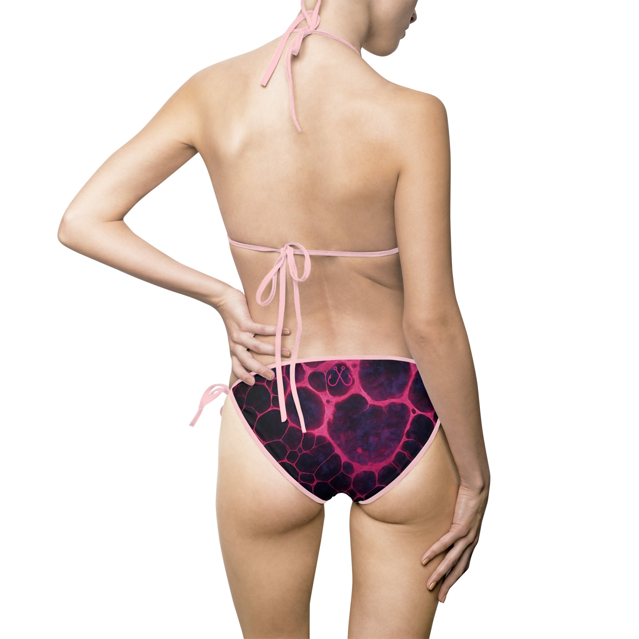 Pink Lava Inspired Bikini —  Hooked Horizon Co. Swimsuit, Summer Beachwear, Swimwear for Vacations, Pool Parties, Tropical Getaways, Custom Strap Colors – Multiple Variations