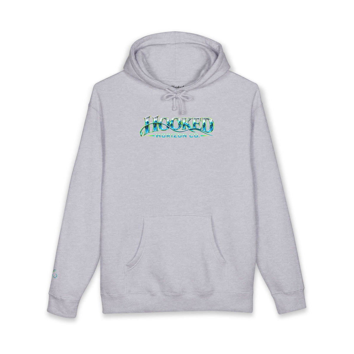 Barracuda Like Green Logo Hoodie—Hooked Horizon Co. — Fishing Back Graphic Hoodie, Multiple Color Variations