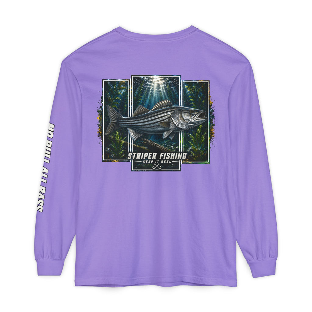 Saltwater Sea Striper Fishing Long Sleeve T-Shirt, Ocean Adventure Apparel, Boat Trip Shirt, Coastal Style, Gift for Fishermen