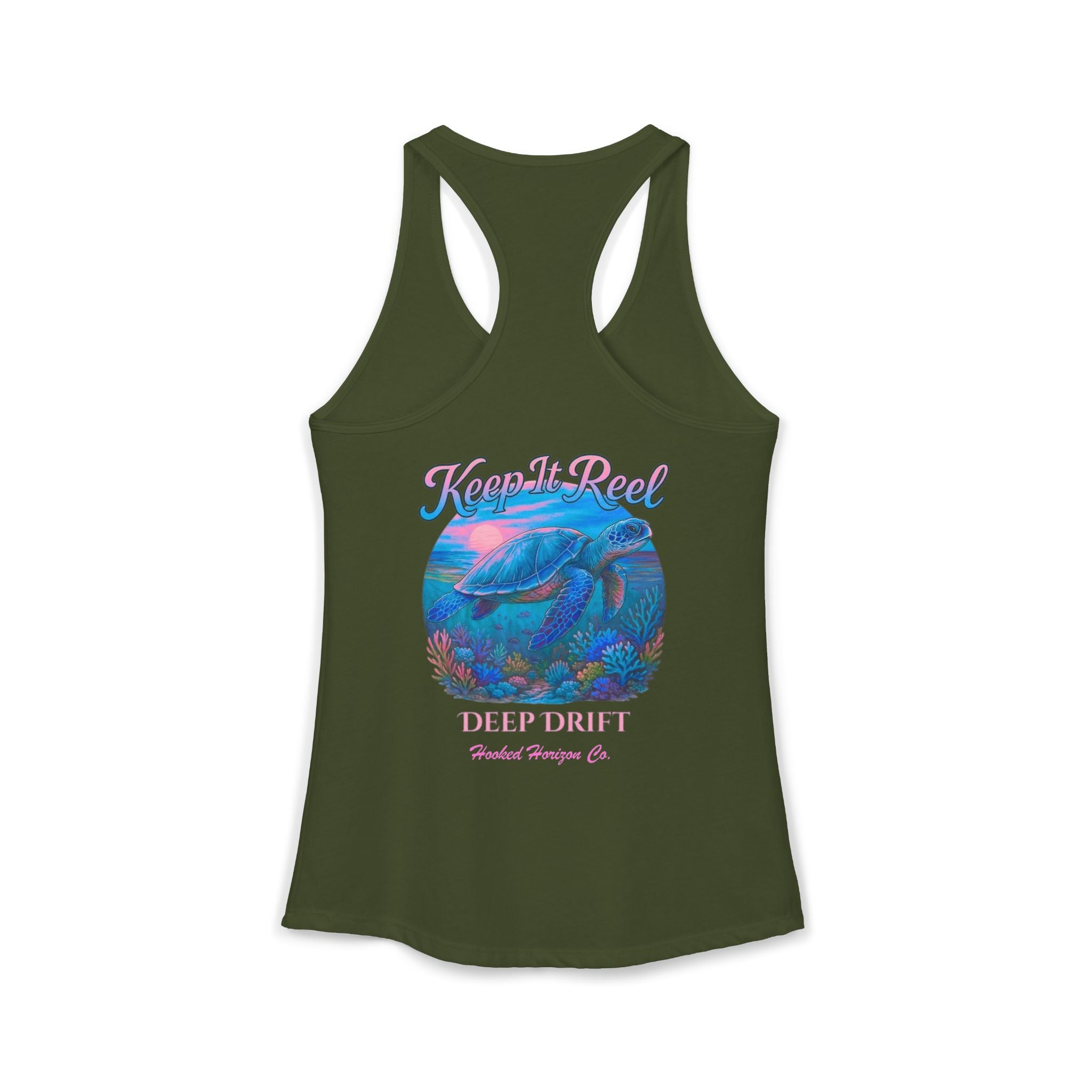 Turtle " Keep It Reel" Deep Drift– Hooked Horizon Co. Gifts for Ocean Lovers, Nautical Fashion, Everyday Comfort, Perfect Gift for Her