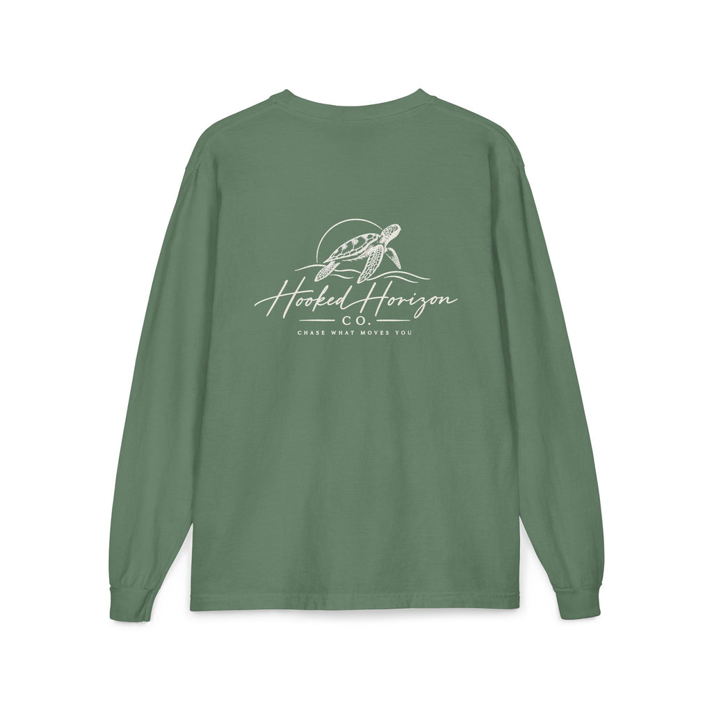 Turtle Hooked Horizon Co. – " Chase What Moves You "Unisex Long Sleeve Pocket T-Shirt