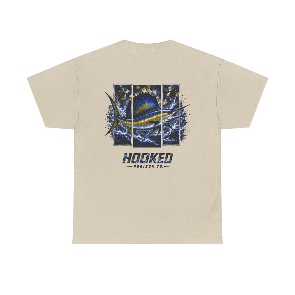Sail Fish Hooked Horizon Co Tee—Ocean Graphic Tee — "Beloved" Ray Design