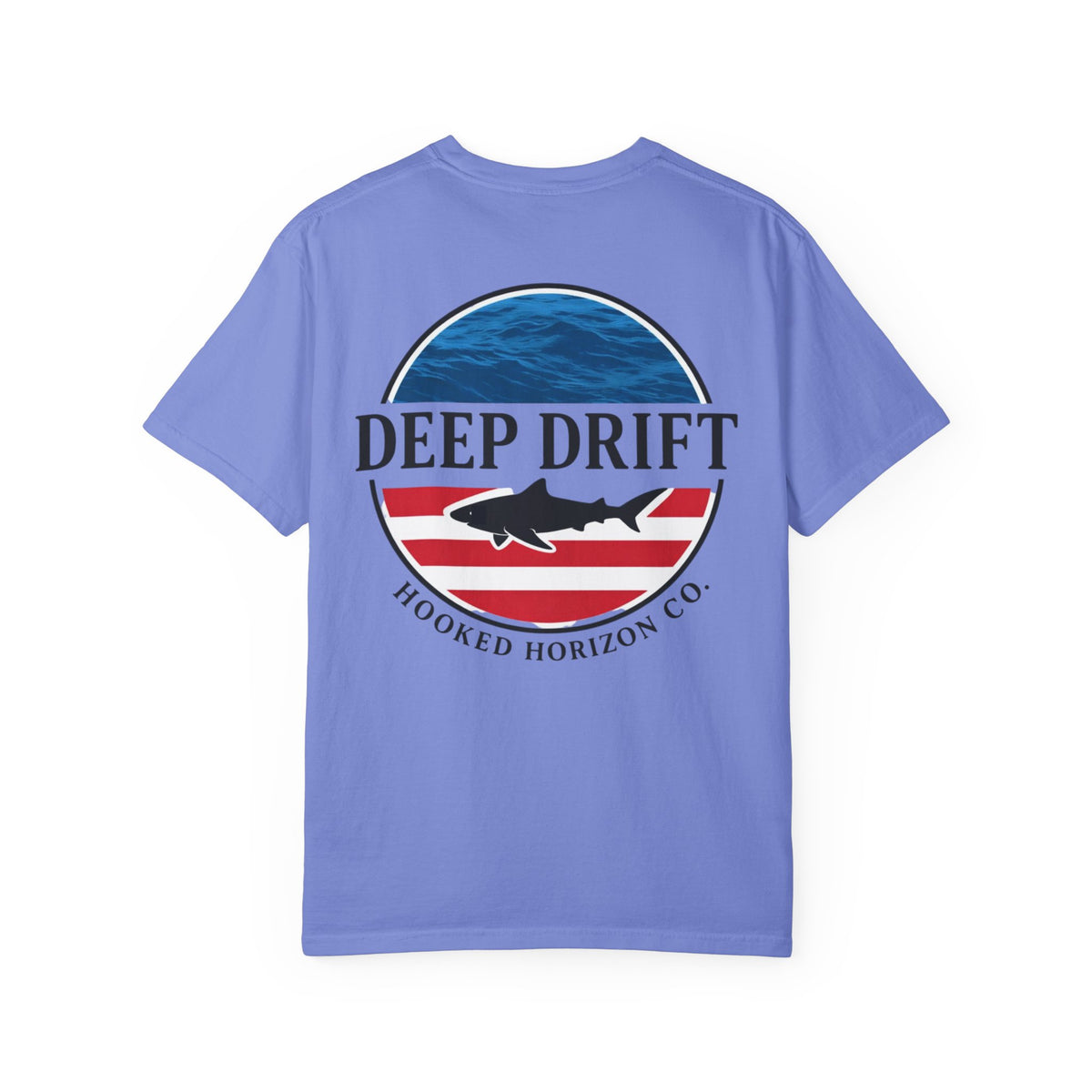 USA Deep Drift Fishing T-Shirt - RED, WHITE & BLUE Fishing Tee for Angler Lovers, Shark Lovers, Ocean Tee
