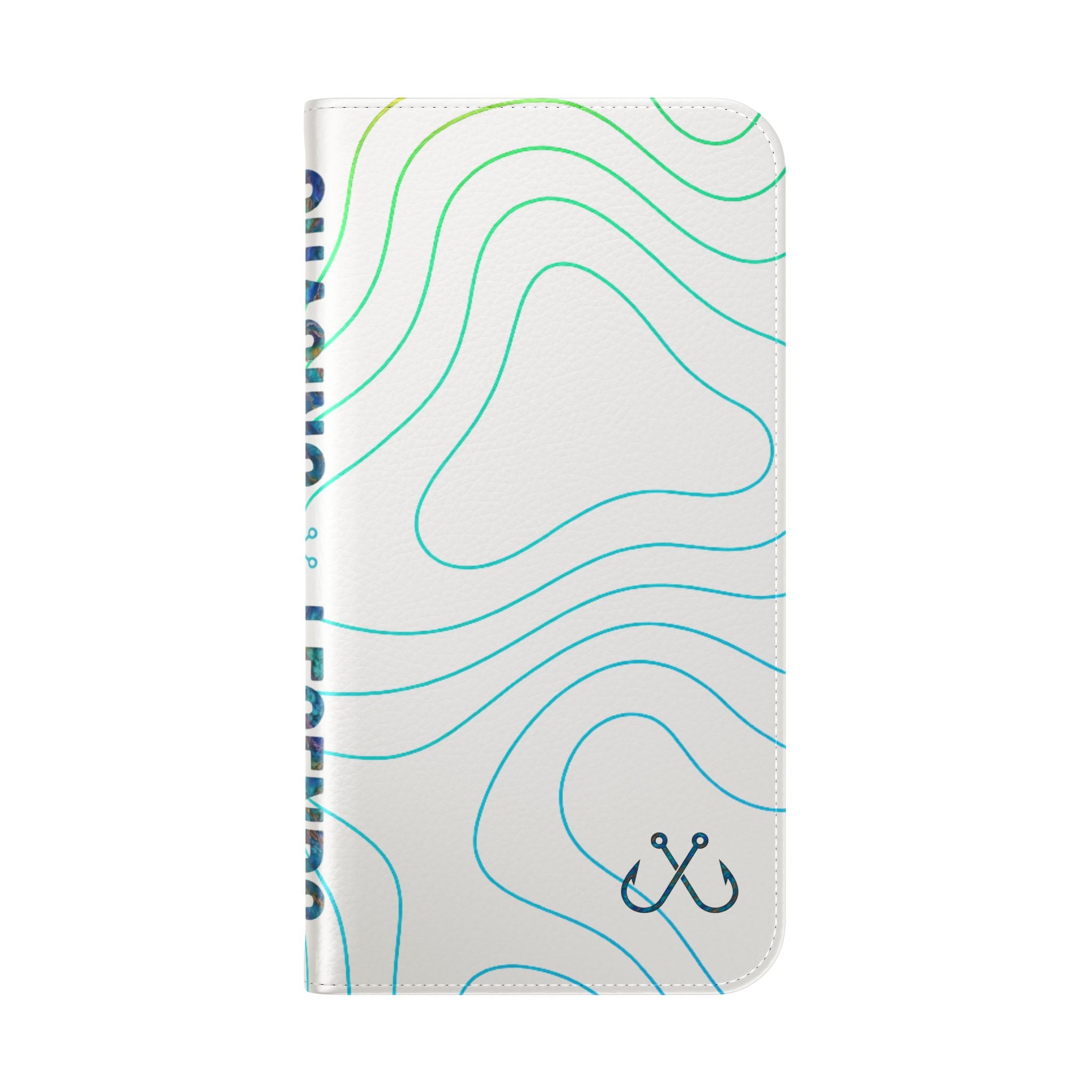 Ocean Topography Waves Flip Phone Case — Turquoise Water Pattern Wallet Cover