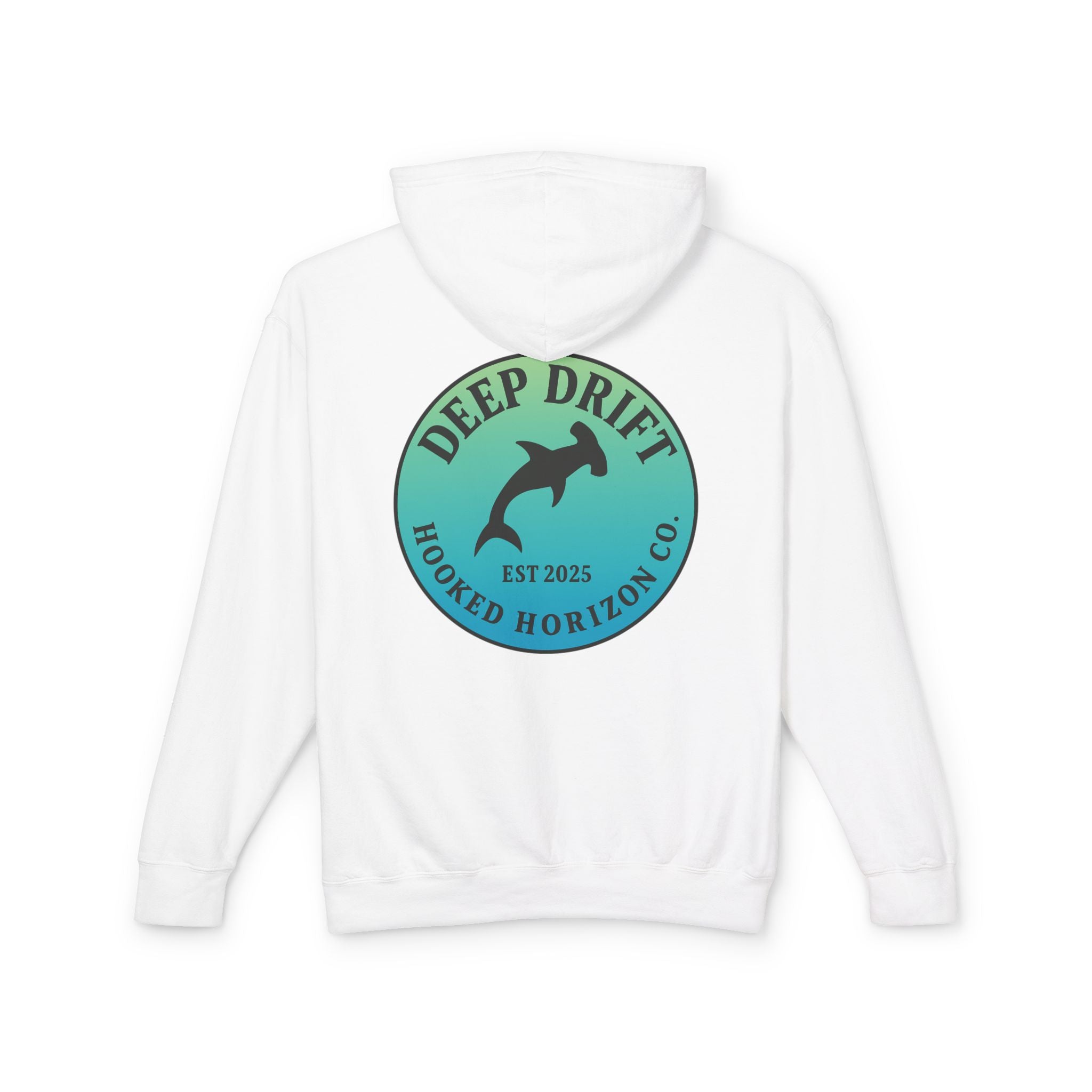 Hooked Horizon Co Unisex Lightweight Hoodie with Deep Drift Design | Perfect for Fishermen, Beach Lovers, Casual Outings, Gift for Him/Her, Nautical Style,  Ocean Lover Gifts