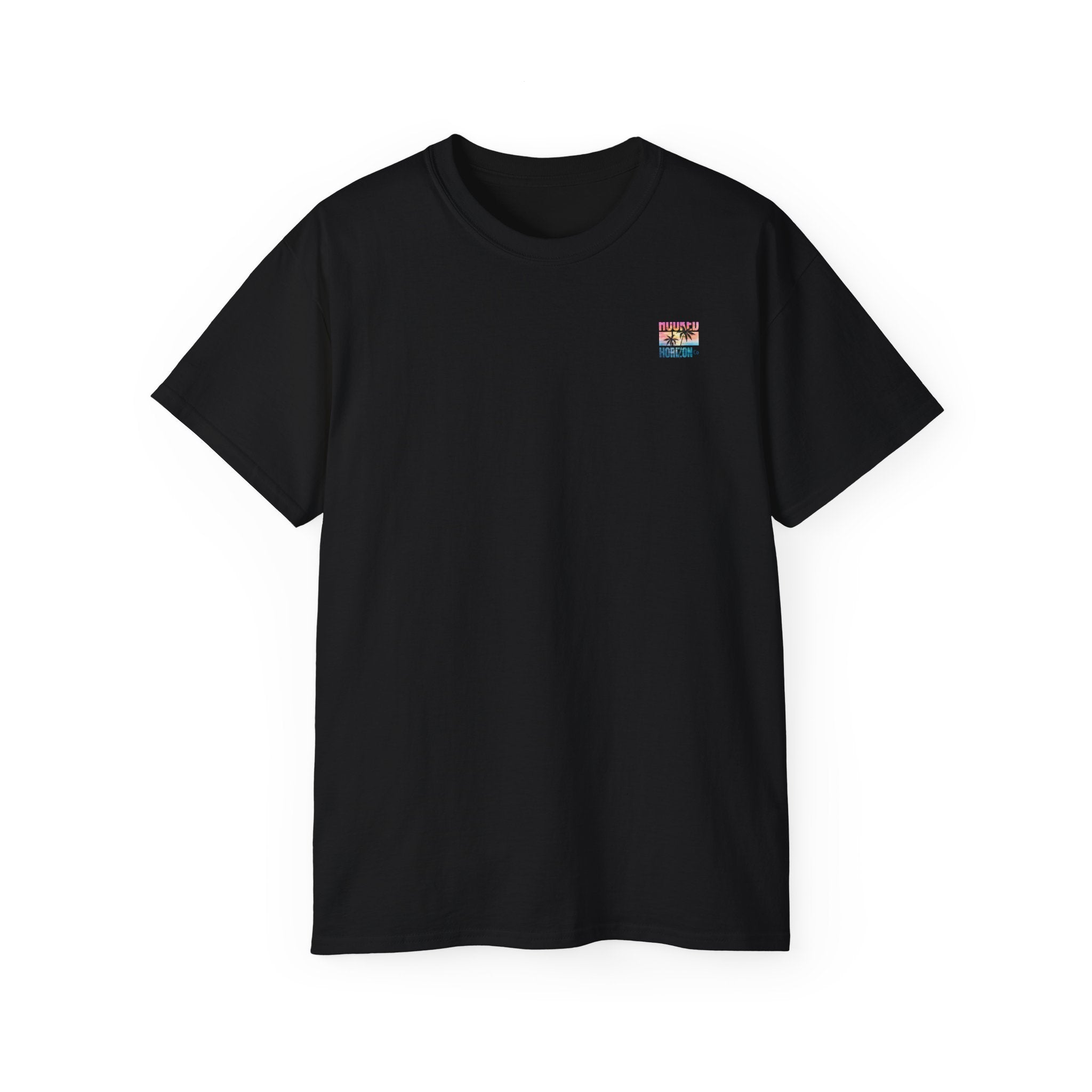 Sunset & Palm Tree T-Shirt — "Hooked" Boat & Horizon Graphic Tee, Multiple Color Variations