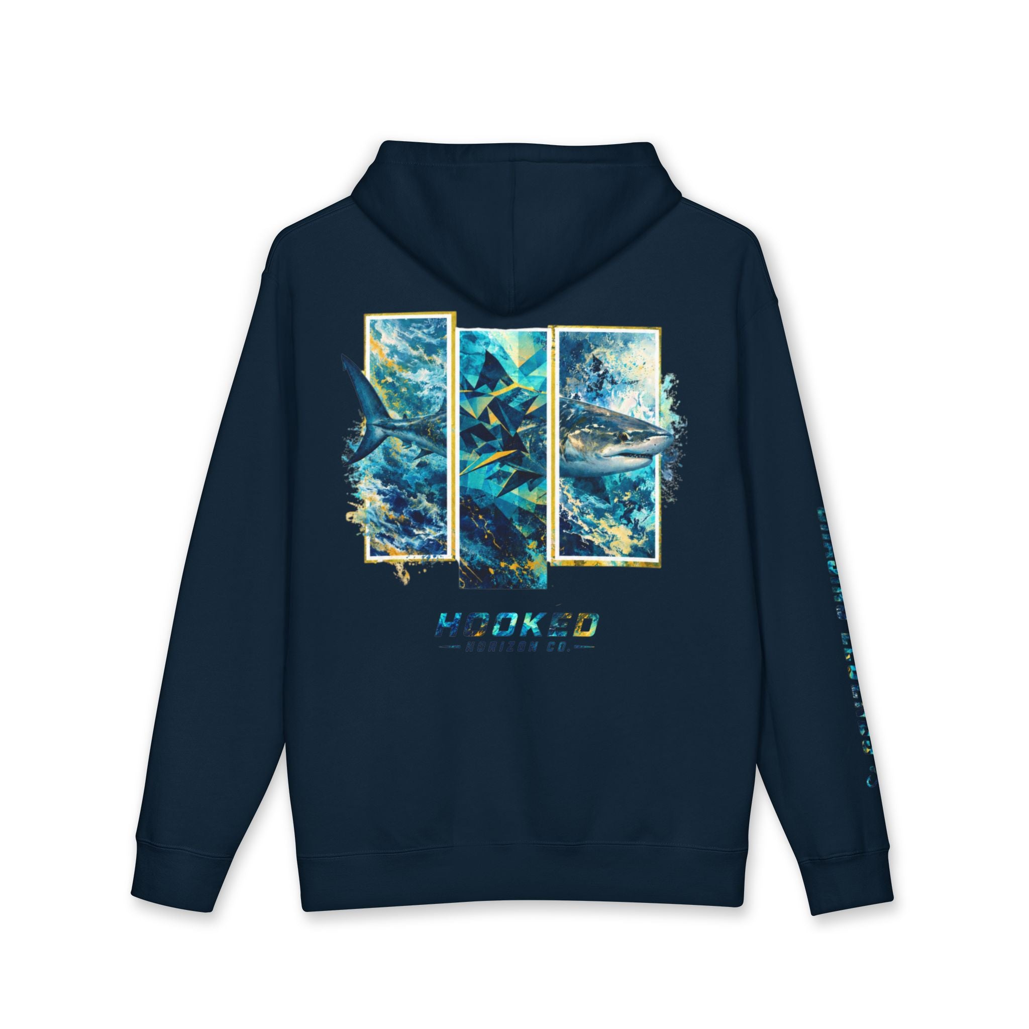 Bull Shark Hoodie Hooked Horizon Co. — Fishing Back Graphic Hoodie, Multiple Color Variations