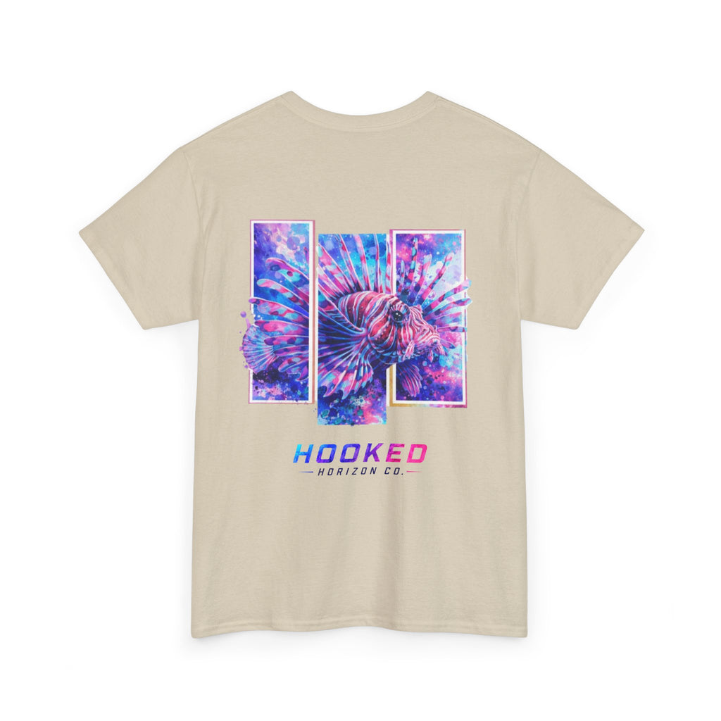 Lion Fish Hooked Horizon Co Tee—Ocean Graphic Tee — "Beloved" Ray Design