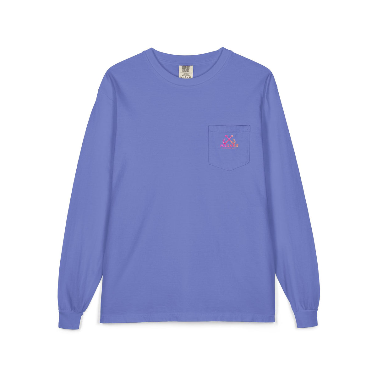 Hot Pink & Peach Hooked Horizon Co. — Classic Logo Unisex Long Sleeve Pocket T-Shirt