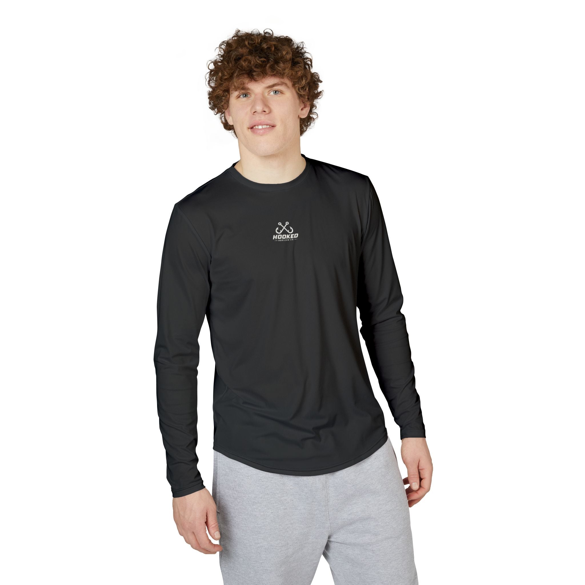USA Triple Shark Hooked Horizon Co — Men's Long Sleeve UV Shirt — Chasing Legends Not Trends Graphic Performance Tee
