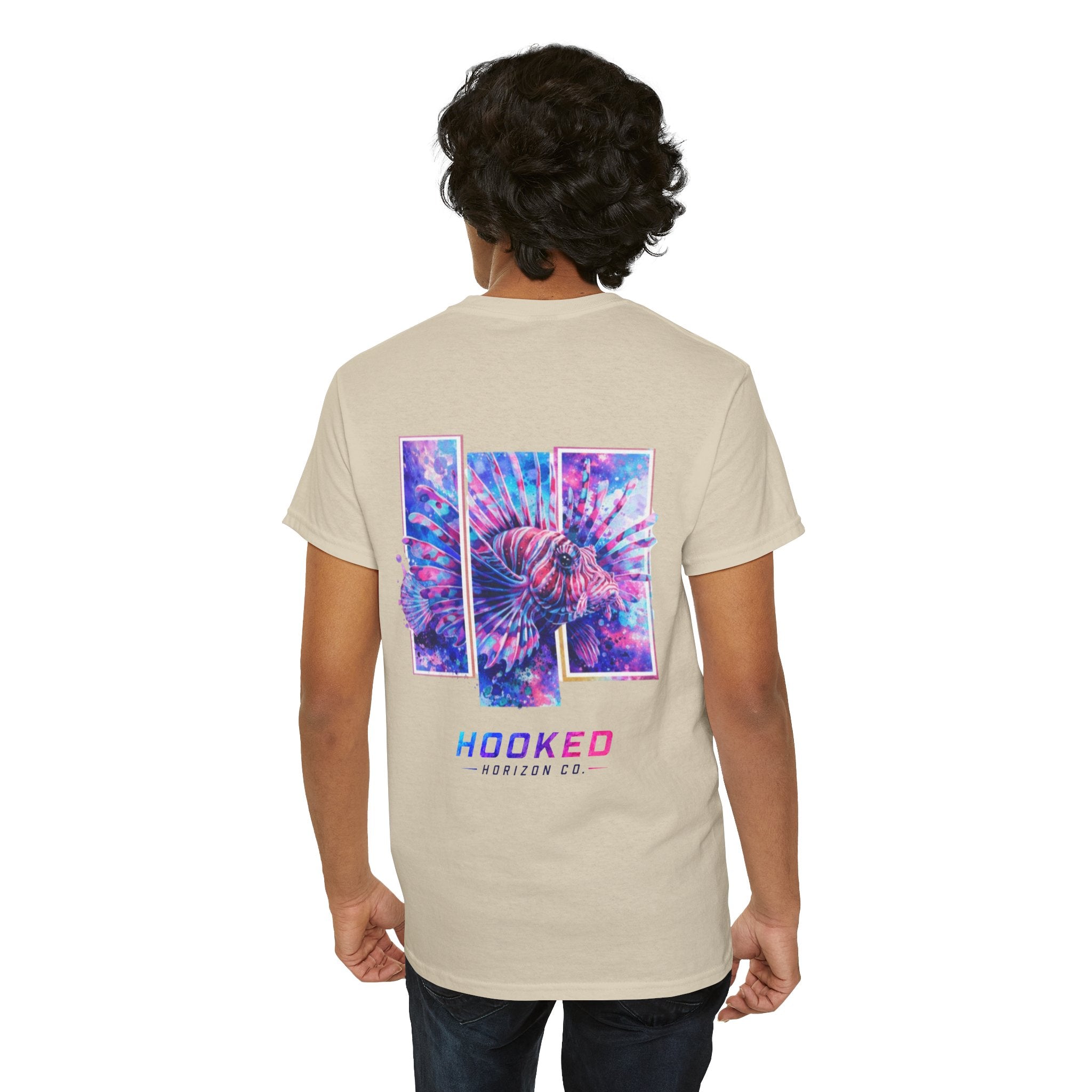 Lion Fish Hooked Horizon Co Tee—Ocean Graphic Tee — "Beloved" Ray Design