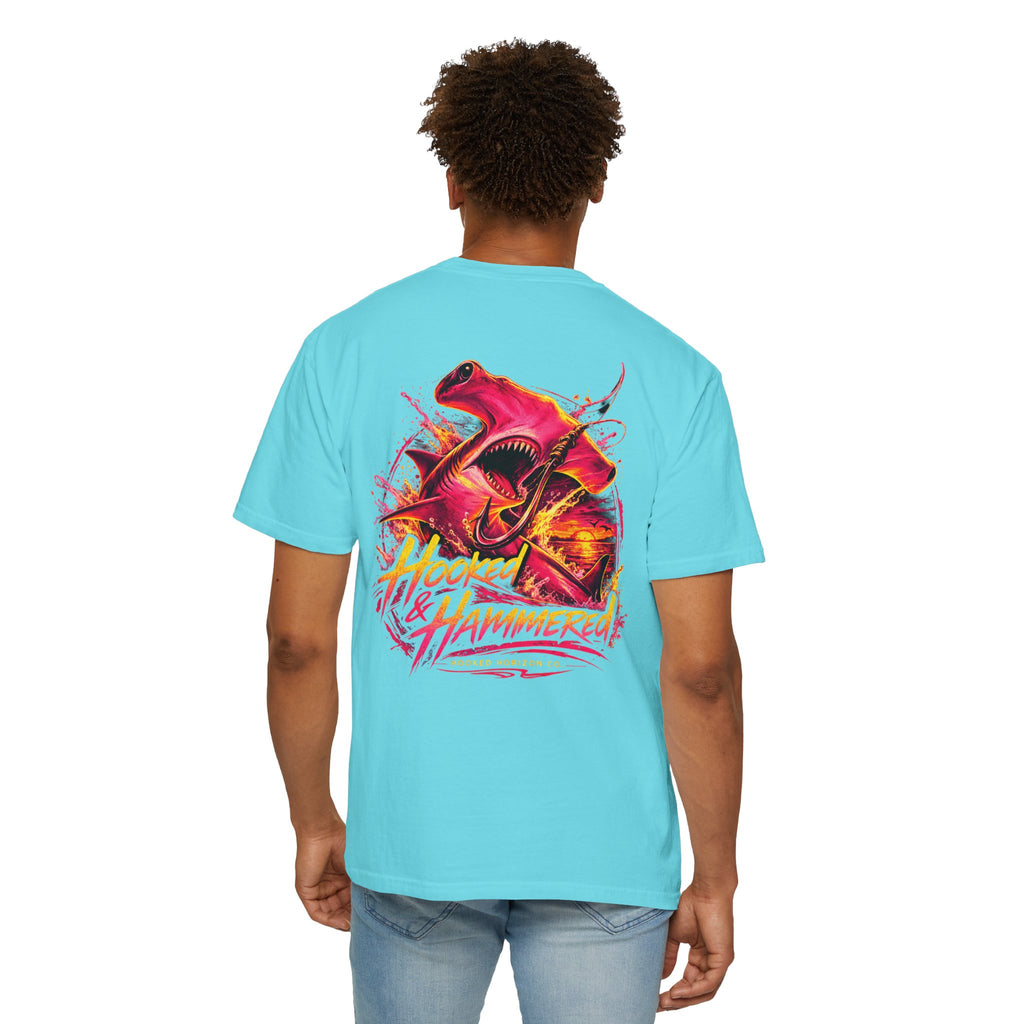 Hooked & Hammered Fishing T-shirt, Hooked Horizon Co, Angler Gifts, Shark Lovers