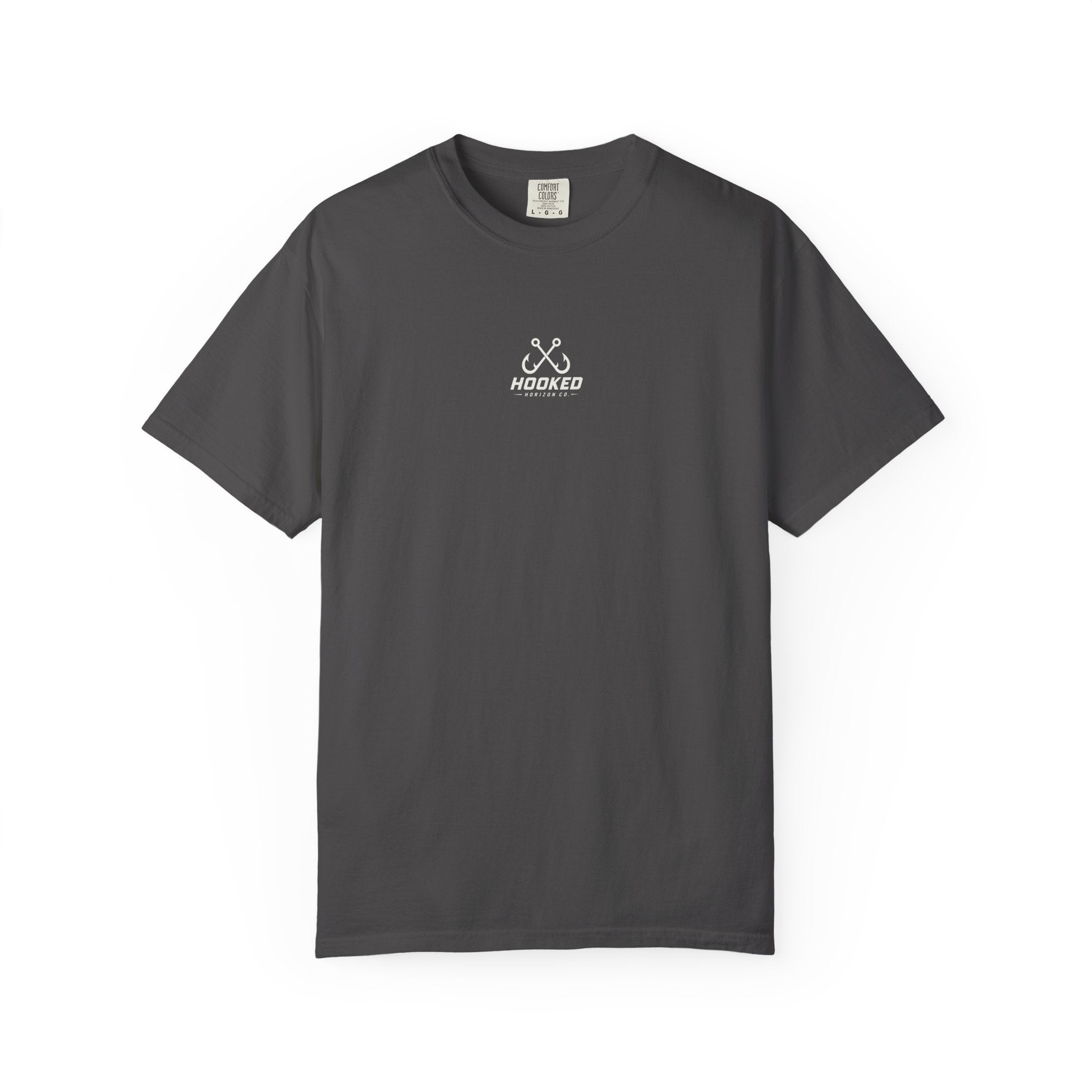 USA Triple Shark Hooked Horizon Co. — "Chasing Legends" Deep Drift Fishing Graphicishing Tee for Angler Lovers, Shark Lovers, Ocean Tee