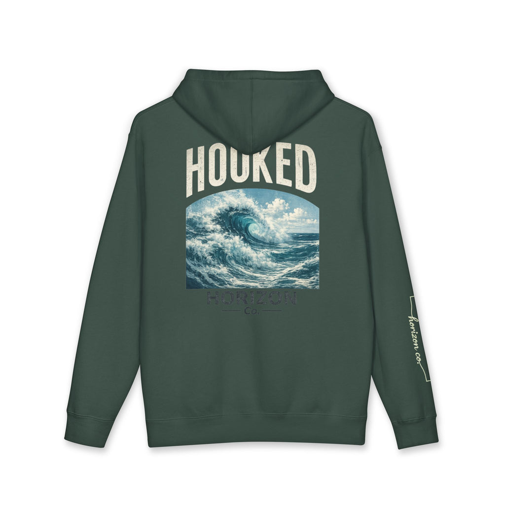 Wave Hoodie Hooked Horizon Co. — Minimal Fishing Back Graphic Hoodie, Multiple Color Variations