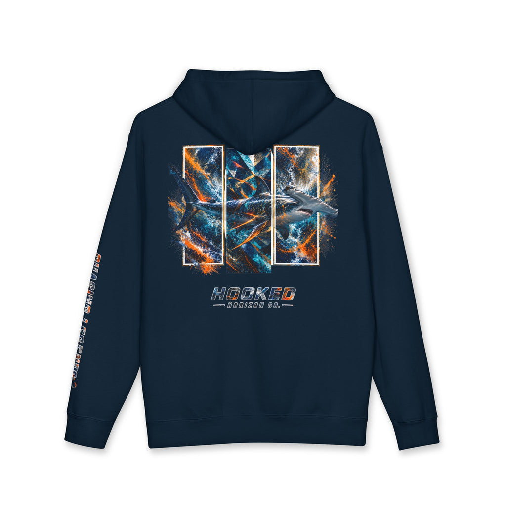Hammer Head Hoodie Hooked Horizon Co. — Fishing Back Graphic Hoodie, Multiple Color Variations