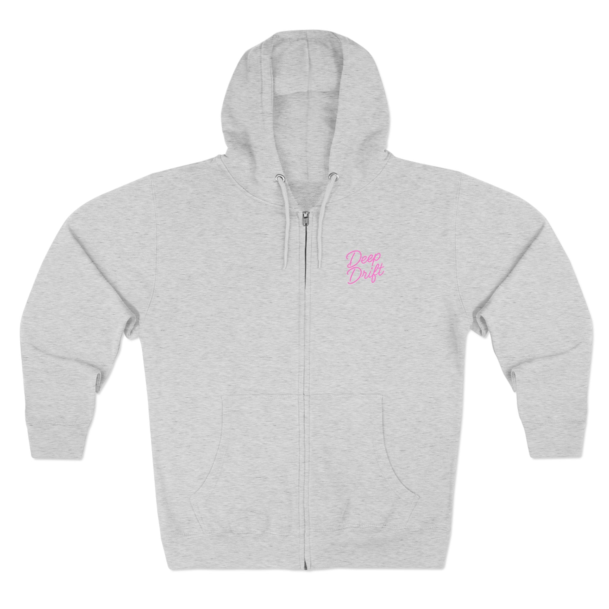 Spotted Ray Neon Pink Deep Drift– Hooked Horizon Co. Unisex Zip Hoodie for Ocean Lovers, Nautical Fashion, Cool Weather Gear, Everyday Comfort, Perfect Gift
