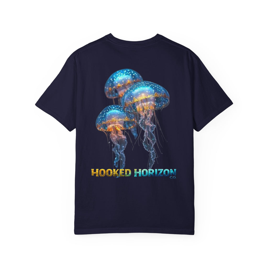 Jelly Fish Hooked Horizon Co. — Deep Drift Fishing Graphicishing Tee for Angler Lovers, Shark Lovers, Ocean Tee