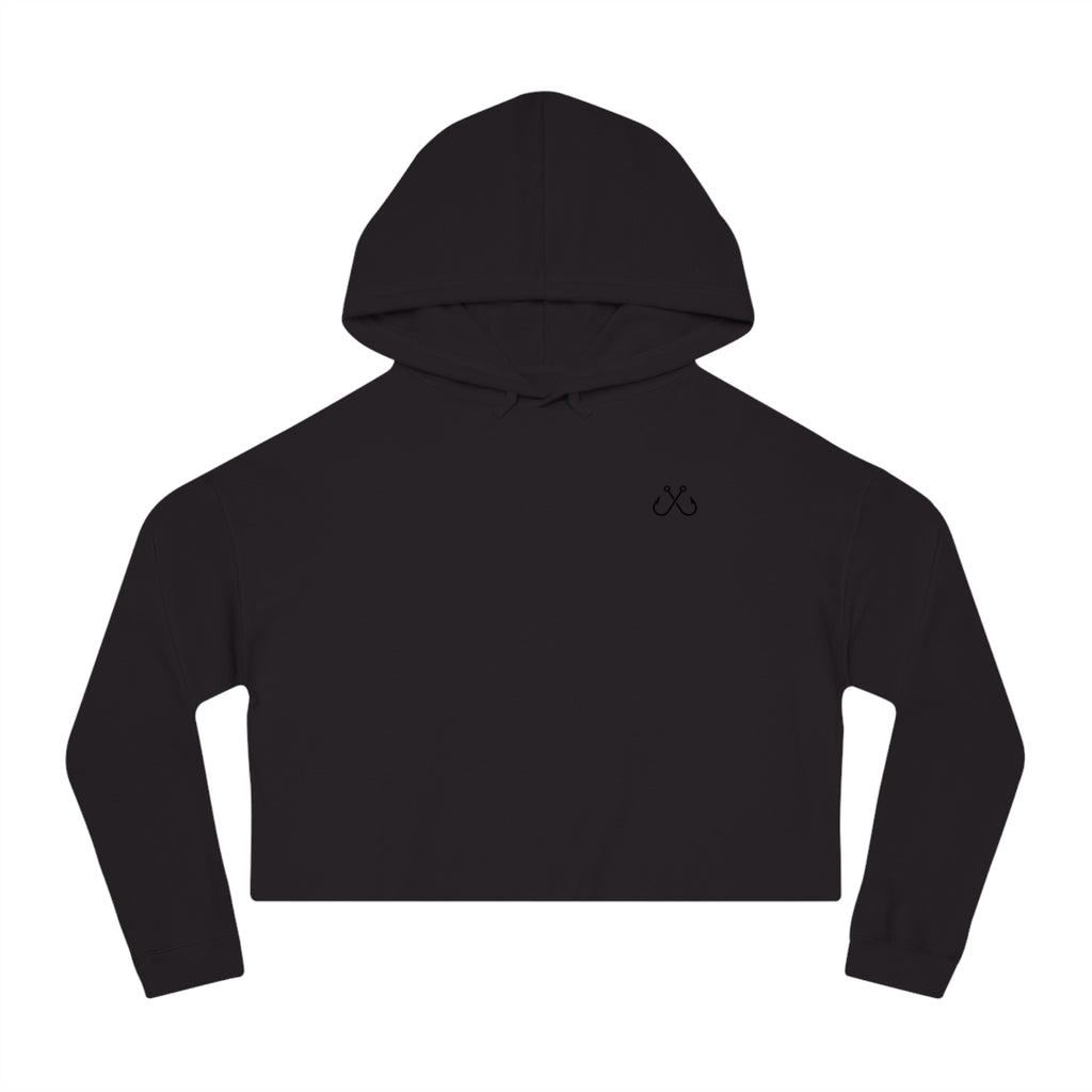 Green Hammer Head Shark Cropped Hoodie — "Deep Drift on the Water" Fishing Graphic