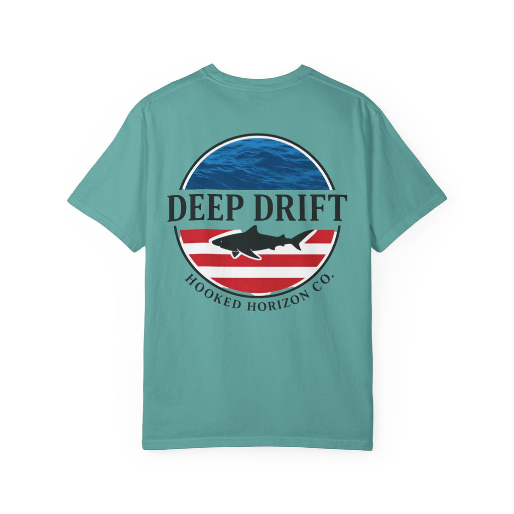 USA Deep Drift Fishing T-Shirt - RED, WHITE & BLUE Fishing Tee for Angler Lovers, Shark Lovers, Ocean Tee