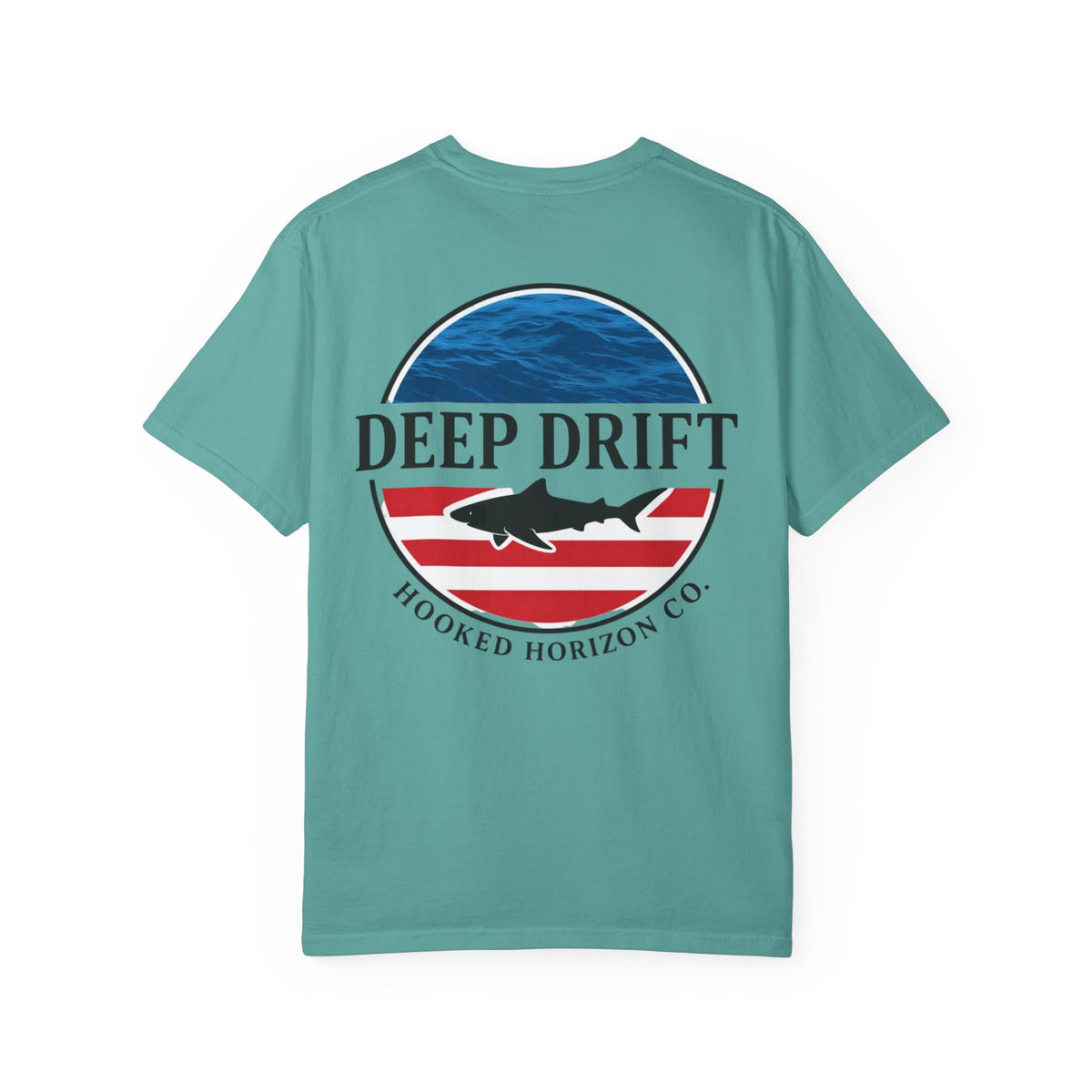 USA Deep Drift Fishing T-Shirt - RED, WHITE & BLUE Fishing Tee for Angler Lovers, Shark Lovers, Ocean Tee