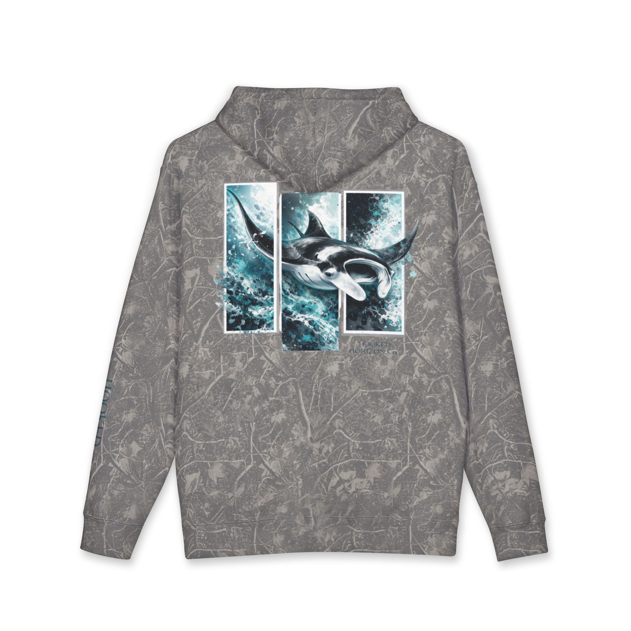 Manta Ray Hoodie Hooked Horizon Co. — Fishing Back Graphic Hoodie, Multiple Color Variations